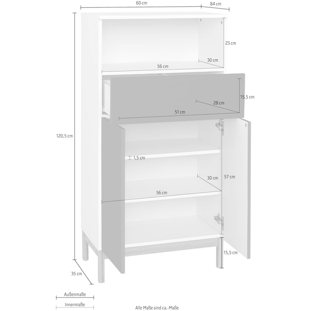 andas Midischrank »Stian«, mit 2 Einlegeböden hinter den Türenpaar, Breite  60 cm, Höhe 120,5 cm bestellen | BAUR