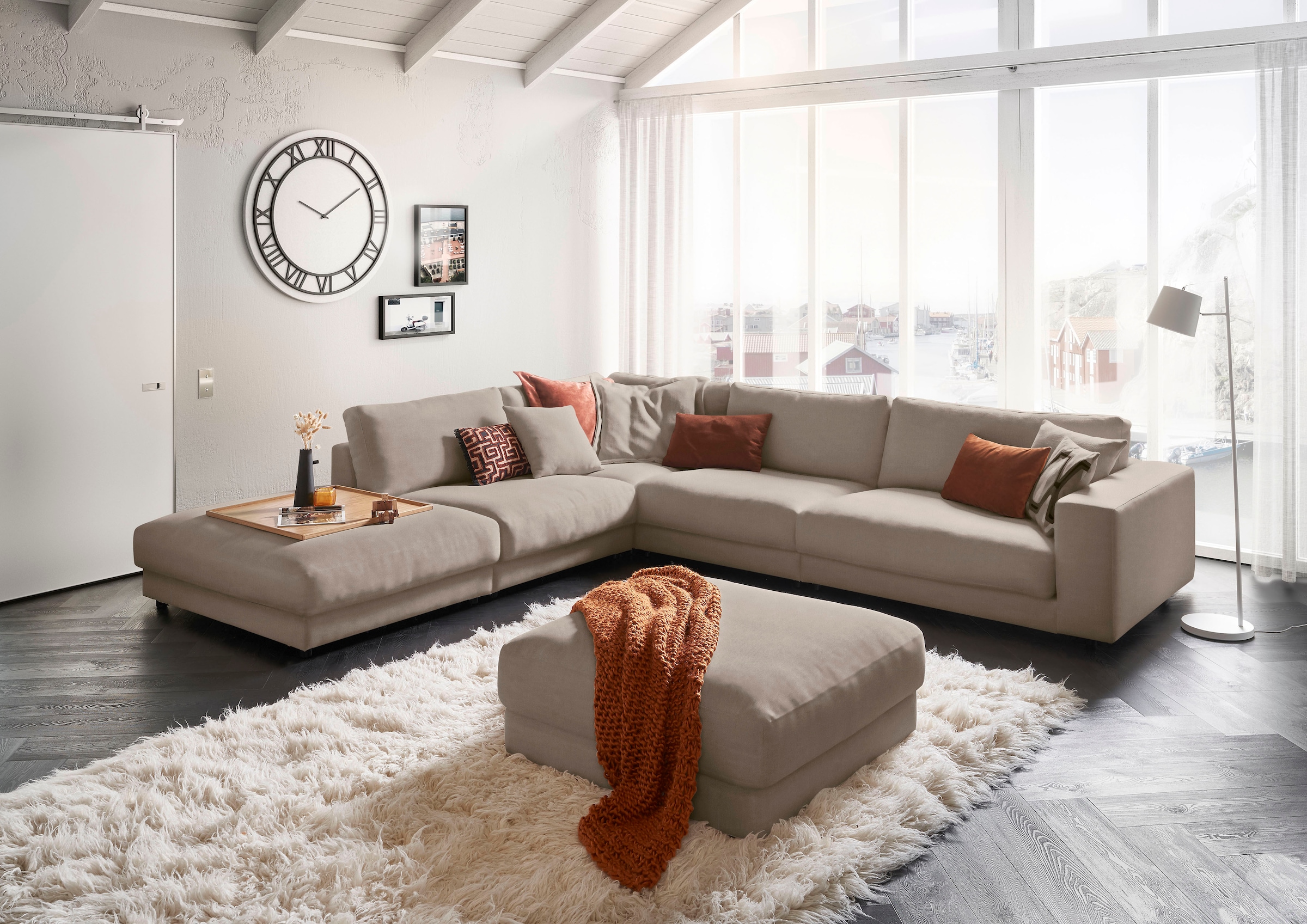 3C Candy Ecksofa "Enisa II, bequem und komfortabel, großes Familiensofa, L-Form" incl. 3 Flatterkissen, wahlweise mit Flecken-Schutz-Bezug Easy care