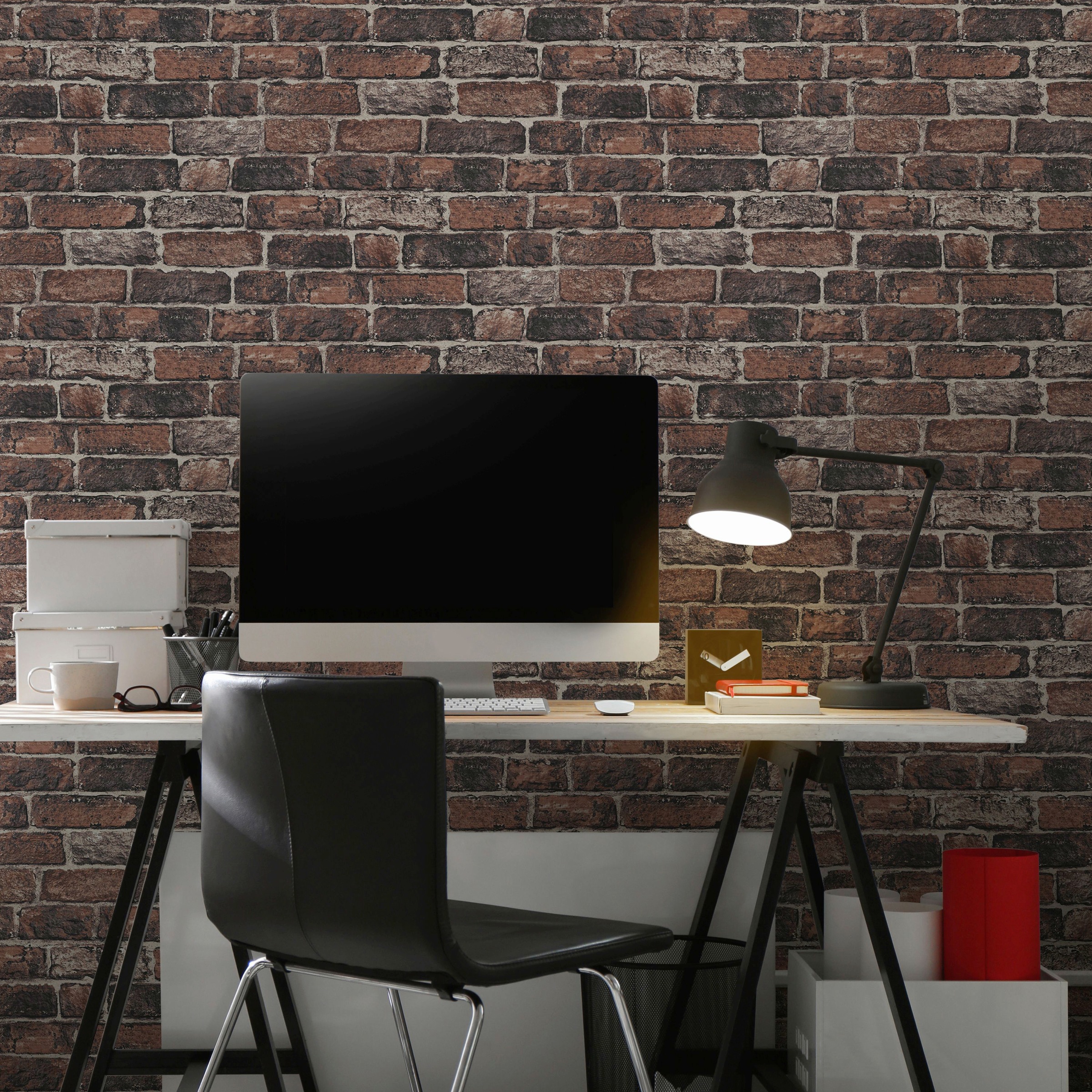 Art for the home Papiertapete »Backsteinwand«, Steinoptik, Rot - 10mx53cm