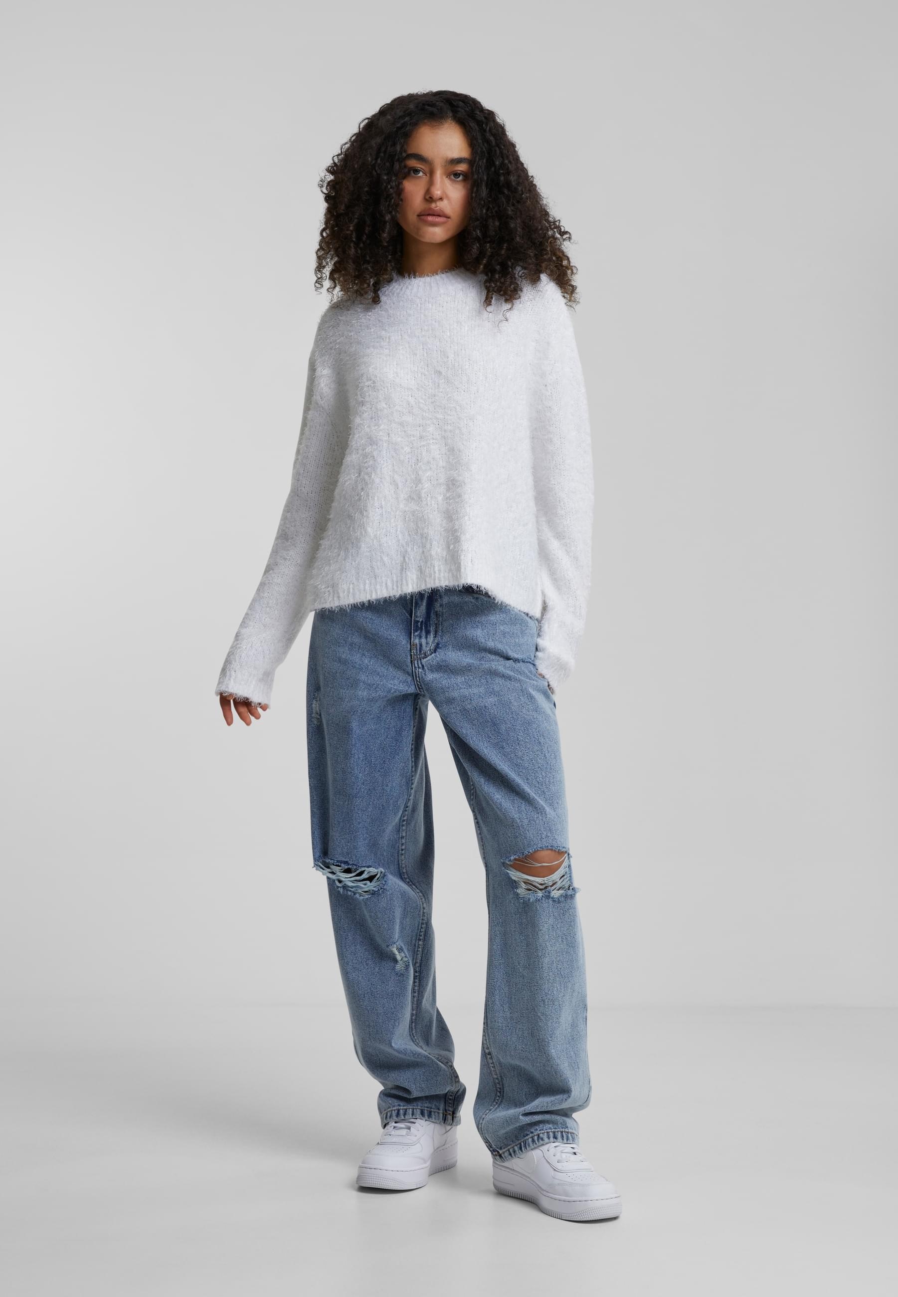 URBAN CLASSICS Rundhalspullover »Urban Classics Damen Ladies Feather Mock Neck Sweater«, (1 tlg.)