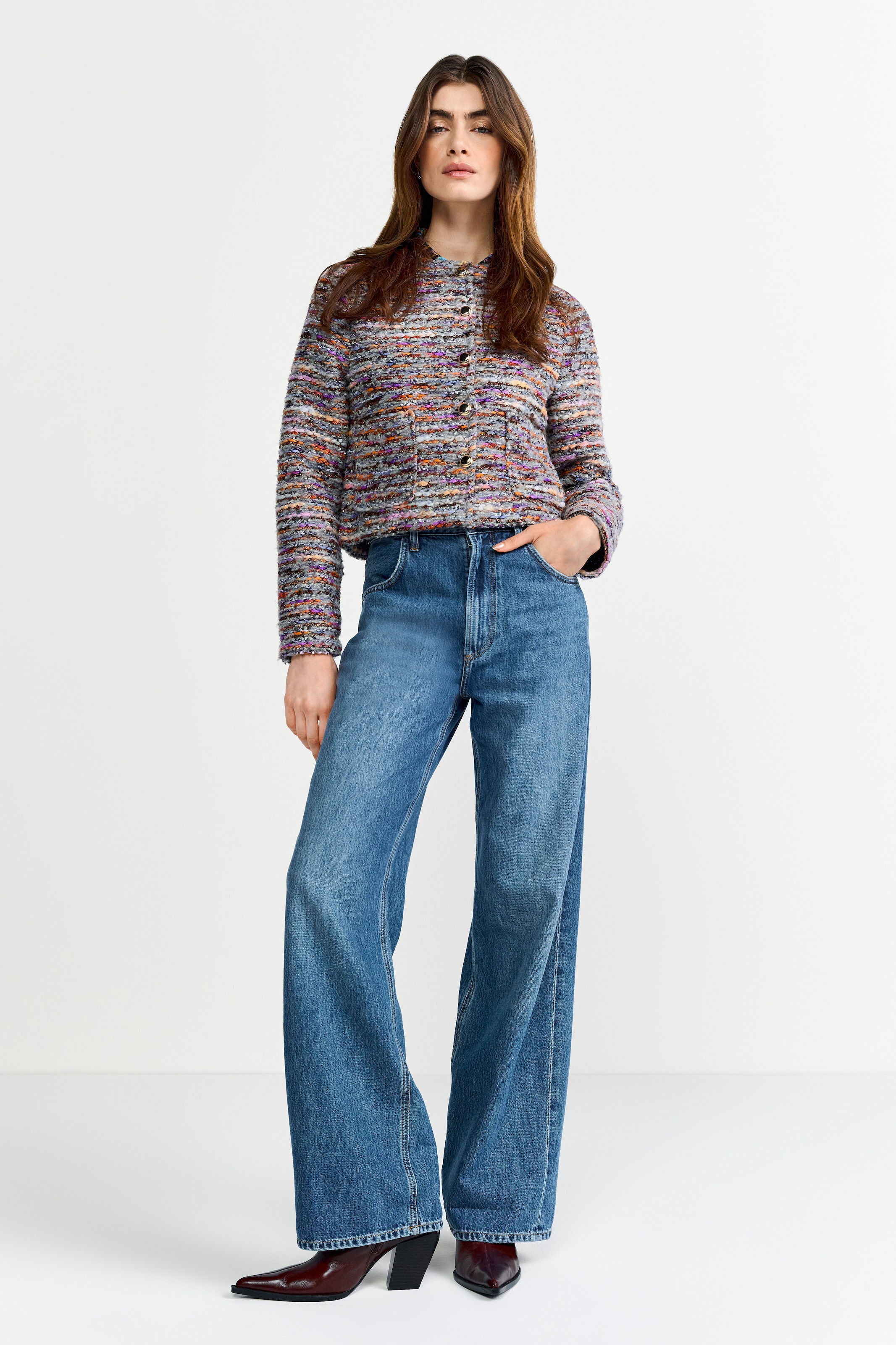 RICHROYAL Bouclèjacke, in Multicolor, gerade Form