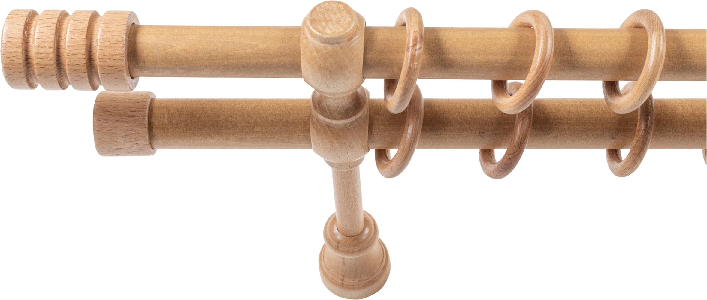 SN DECO GROUP Gardinenstange »Pisa« 2 läufig-läufig Fixmaß 28 mm, Holz, verschiedene Längen und Farben, Komplettset