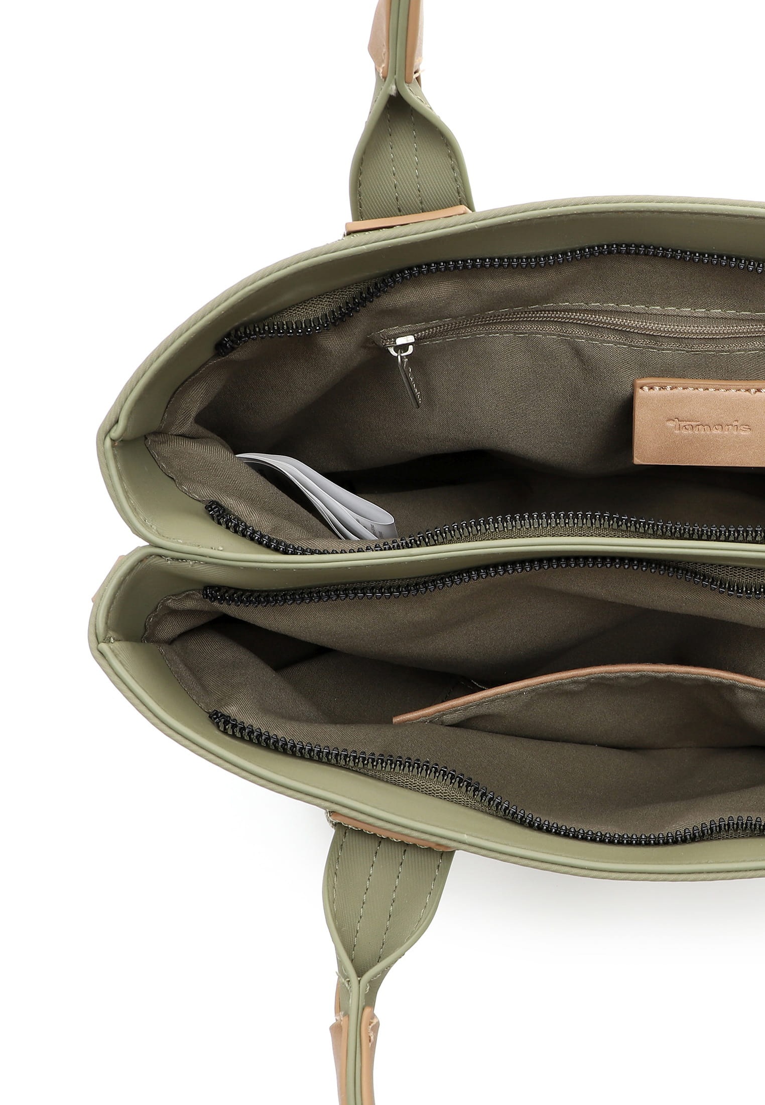 Shopper TAMARIS "Shopper TAS Kirsten", Damen, Gr. B/H/T: 34,5cm x 22,5cm x 12cm 0, grün (khaki 910), Polyurethan, Taschen Shopper 3