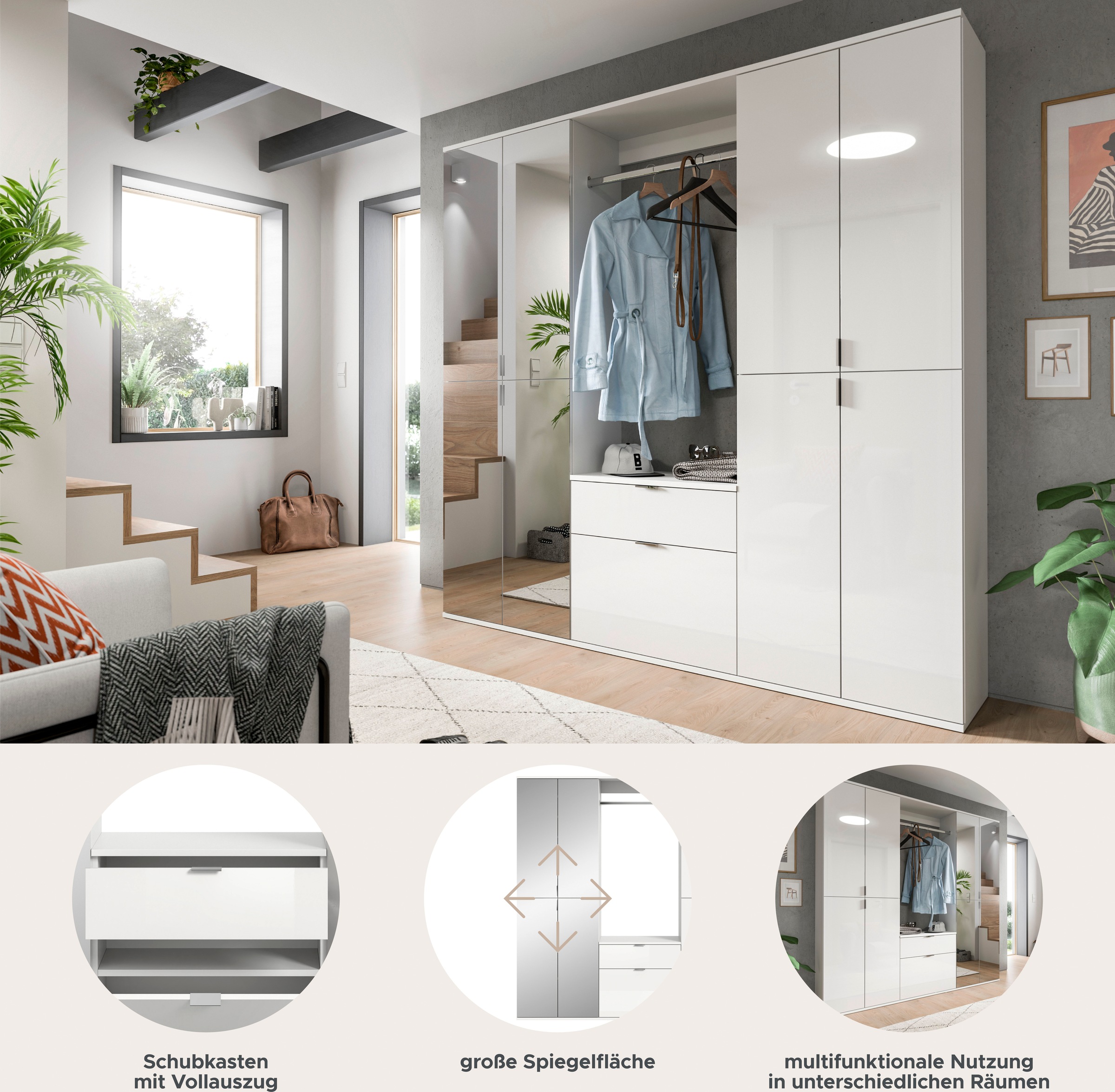 Thumbnail - Home affaire Garderoben-Set "Trondheim, Breite 183 cm, 5-teilig, bestehend aus:" Set, 4 Stk. tlg.