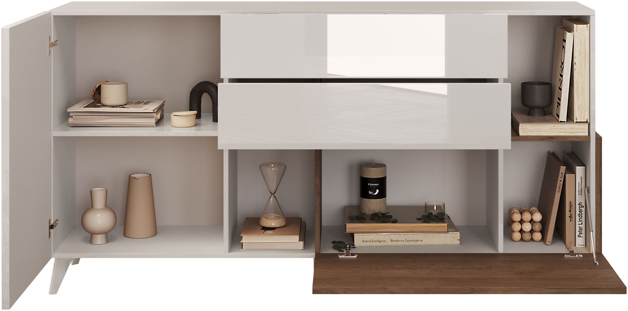 INOSIGN Sideboard »Monaco Breite 181 cm, Anrichte mit 1 Tür, 1 Klappe u. 2 Schubkästen«, Kommode, Soft/Self Closing