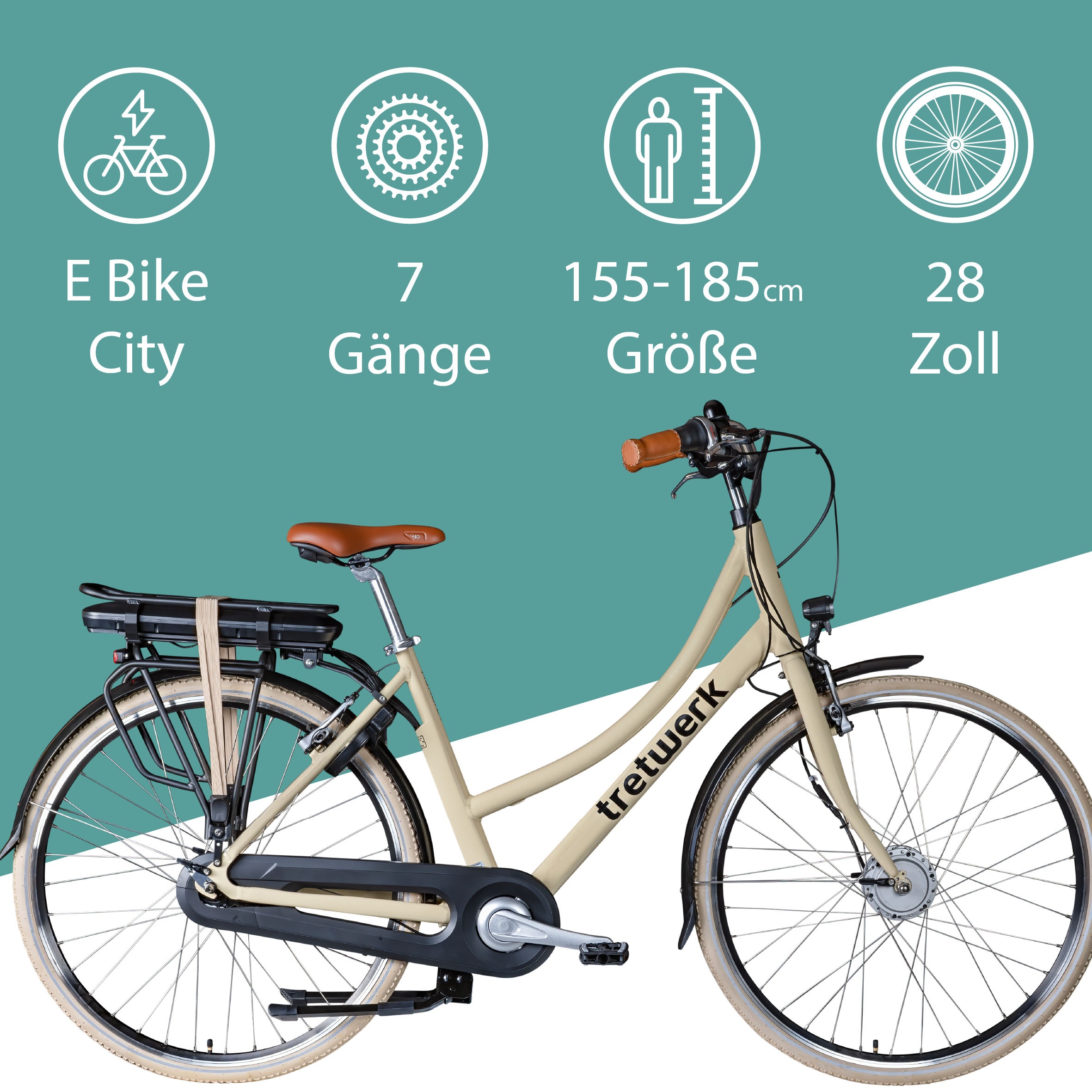 Tretwerk E-Bike »Aurora«, 7 Gang, Frontmotor 250 W