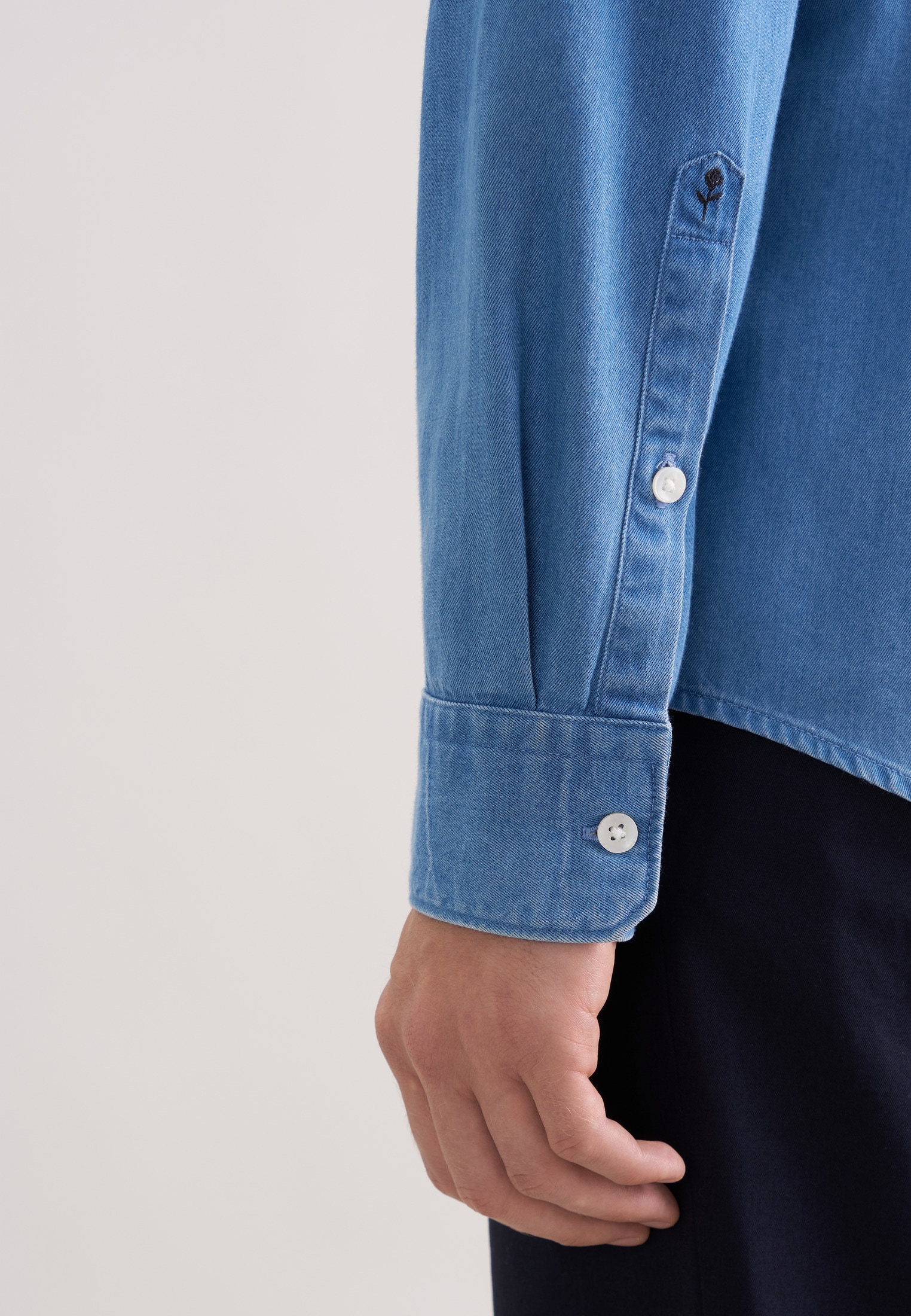 seidensticker Slim 1/1 Kentkragen Denim
