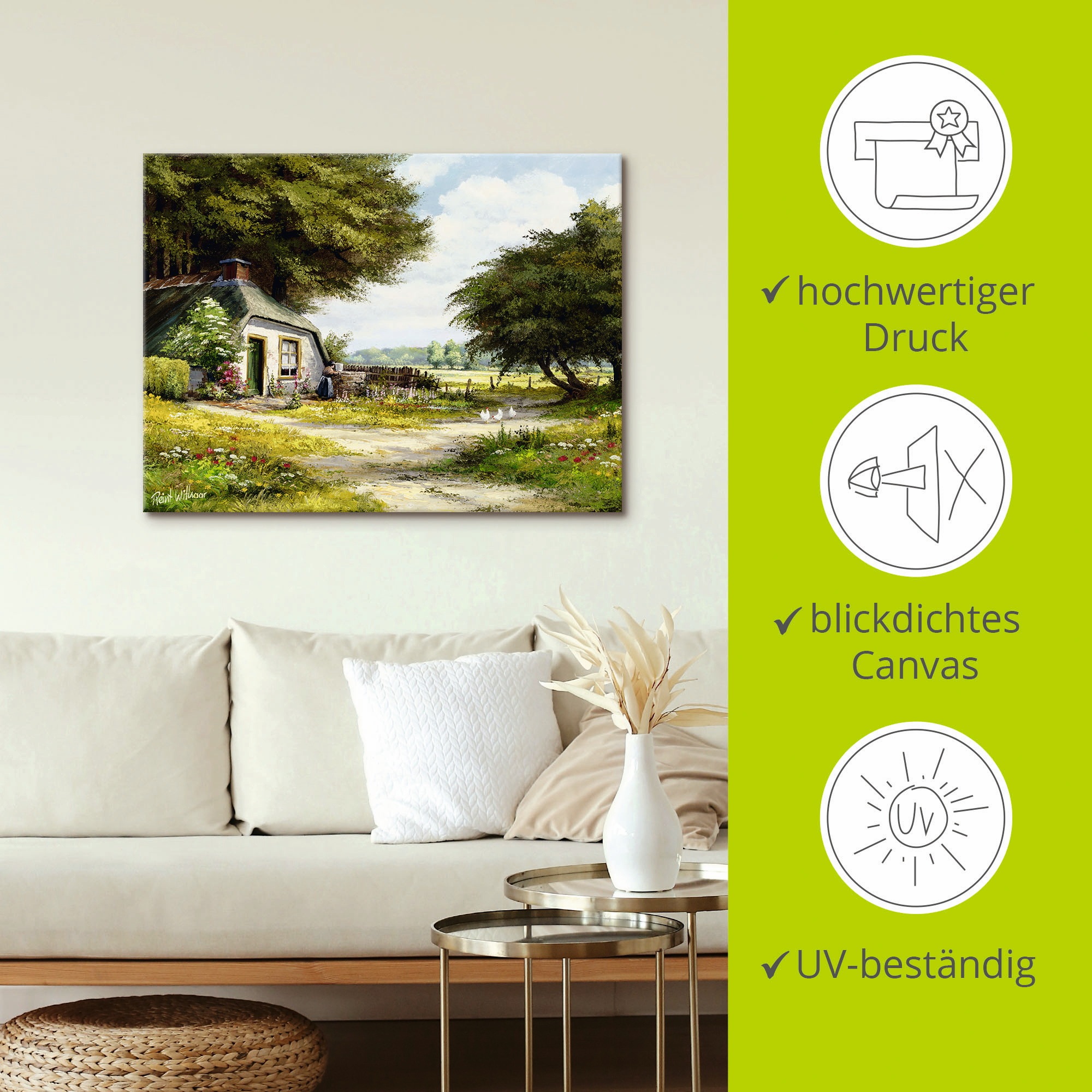 Artland Wandbild »Bauernhaus«, Garten, (1 St.), als Leinwandbild, Poster in verschied. Größen