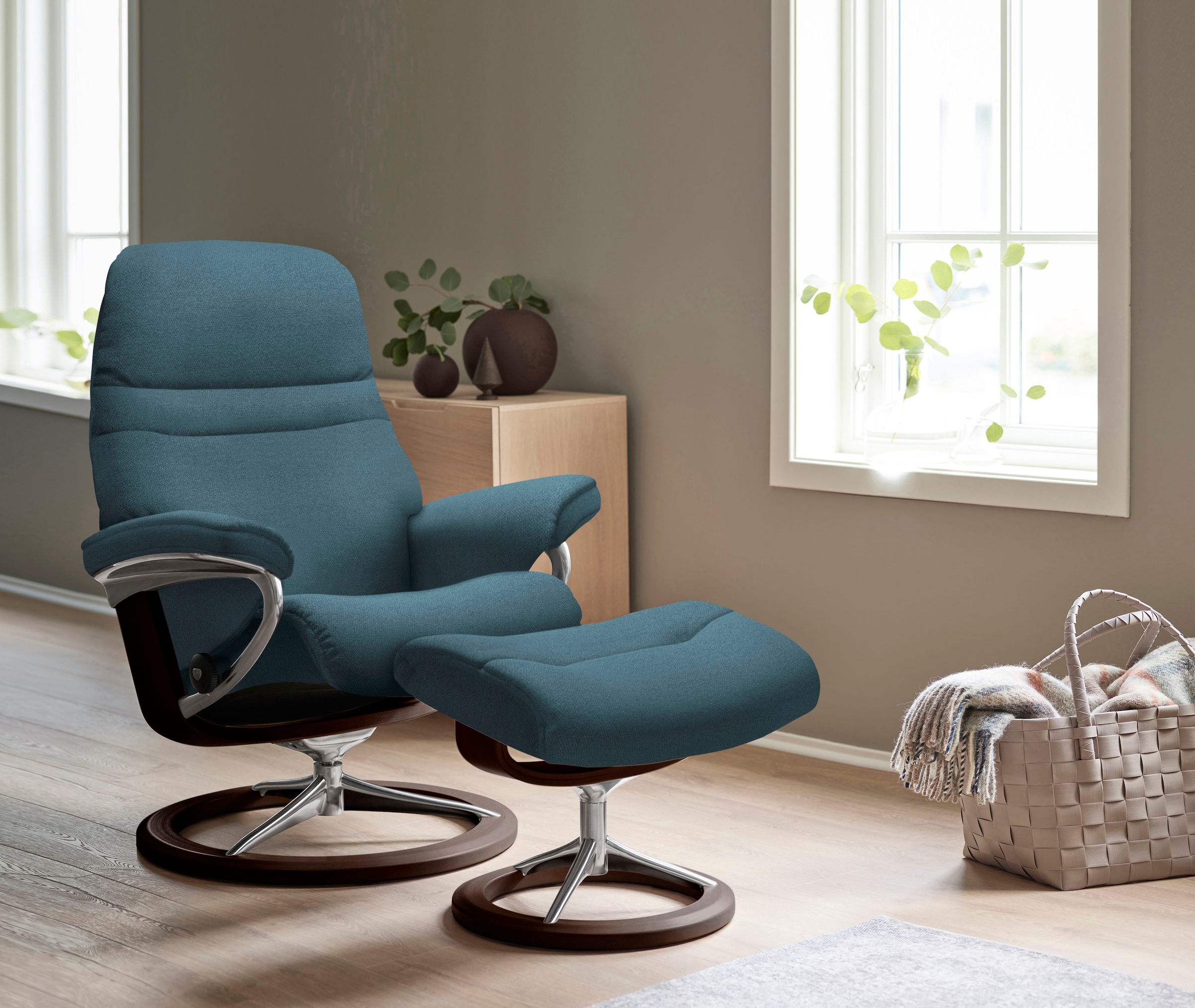 Stressless Fußhocker "Sunrise", mit Signature Base, Gestell Braun