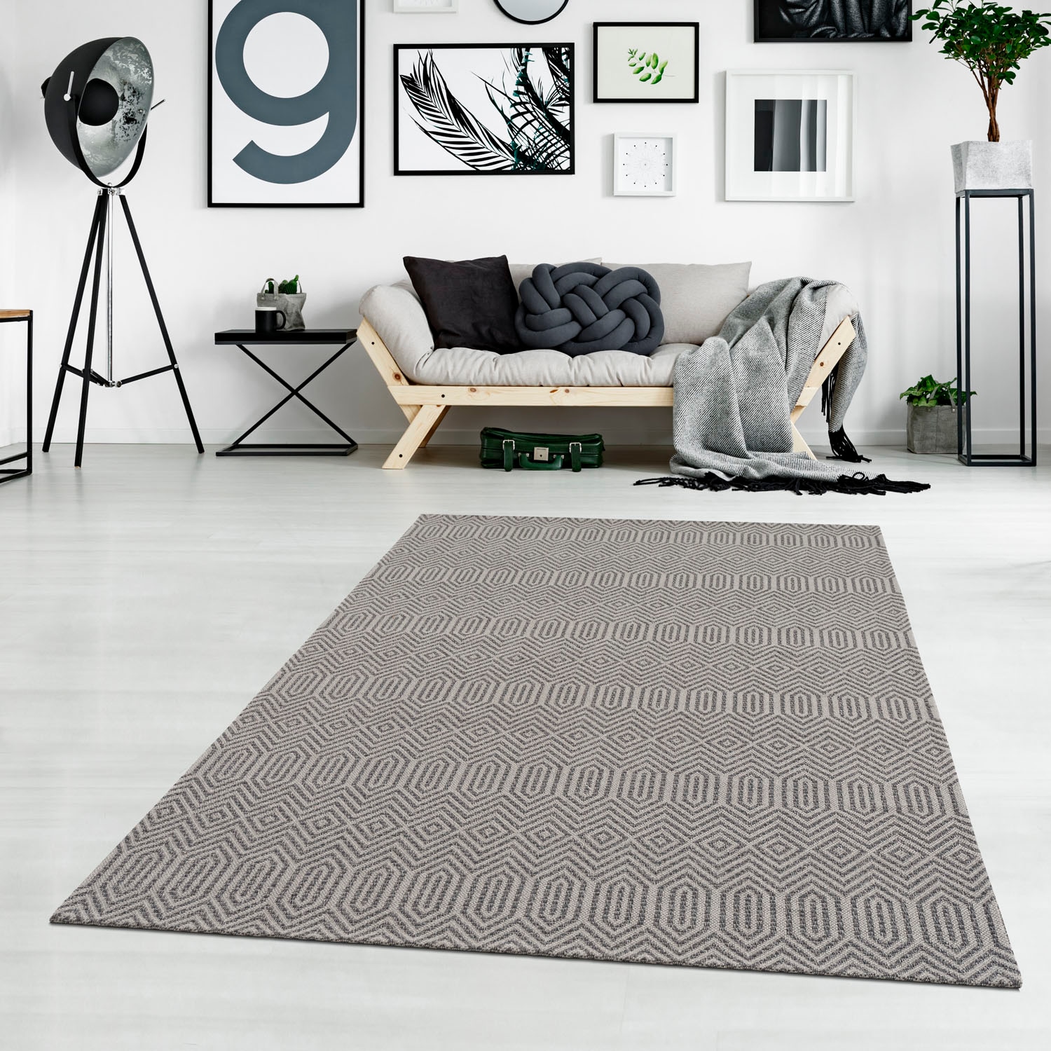 Black Friday Carpet City Teppich 100% rechteckig, Flachgewebe, Baumwolle, Rauten-Optik, | BAUR Pflegeleicht »Cotton«