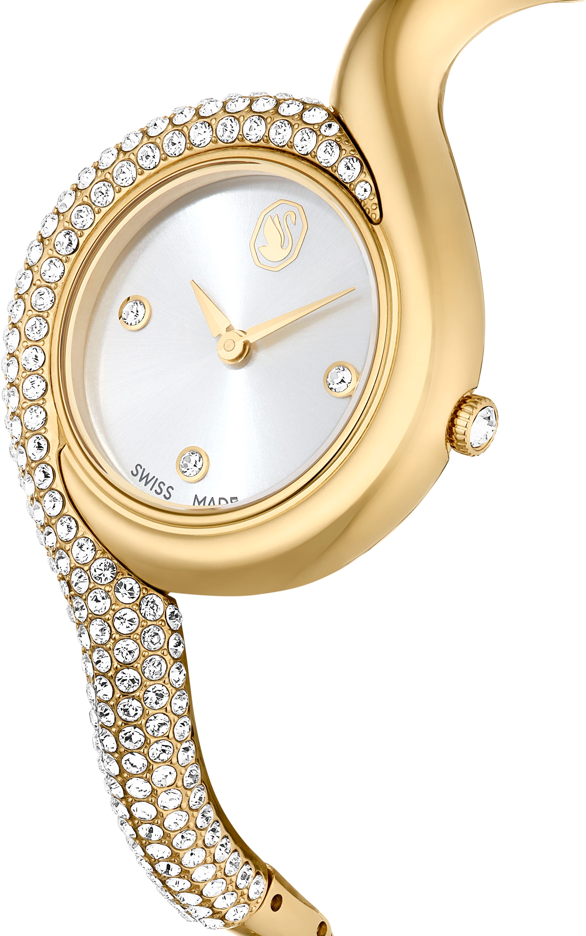 Swarovski Quarzuhr »DEXTERA BANGLE«, Armbanduhr, Damenuhr, Swiss Made, Edelstahlarmband, analog