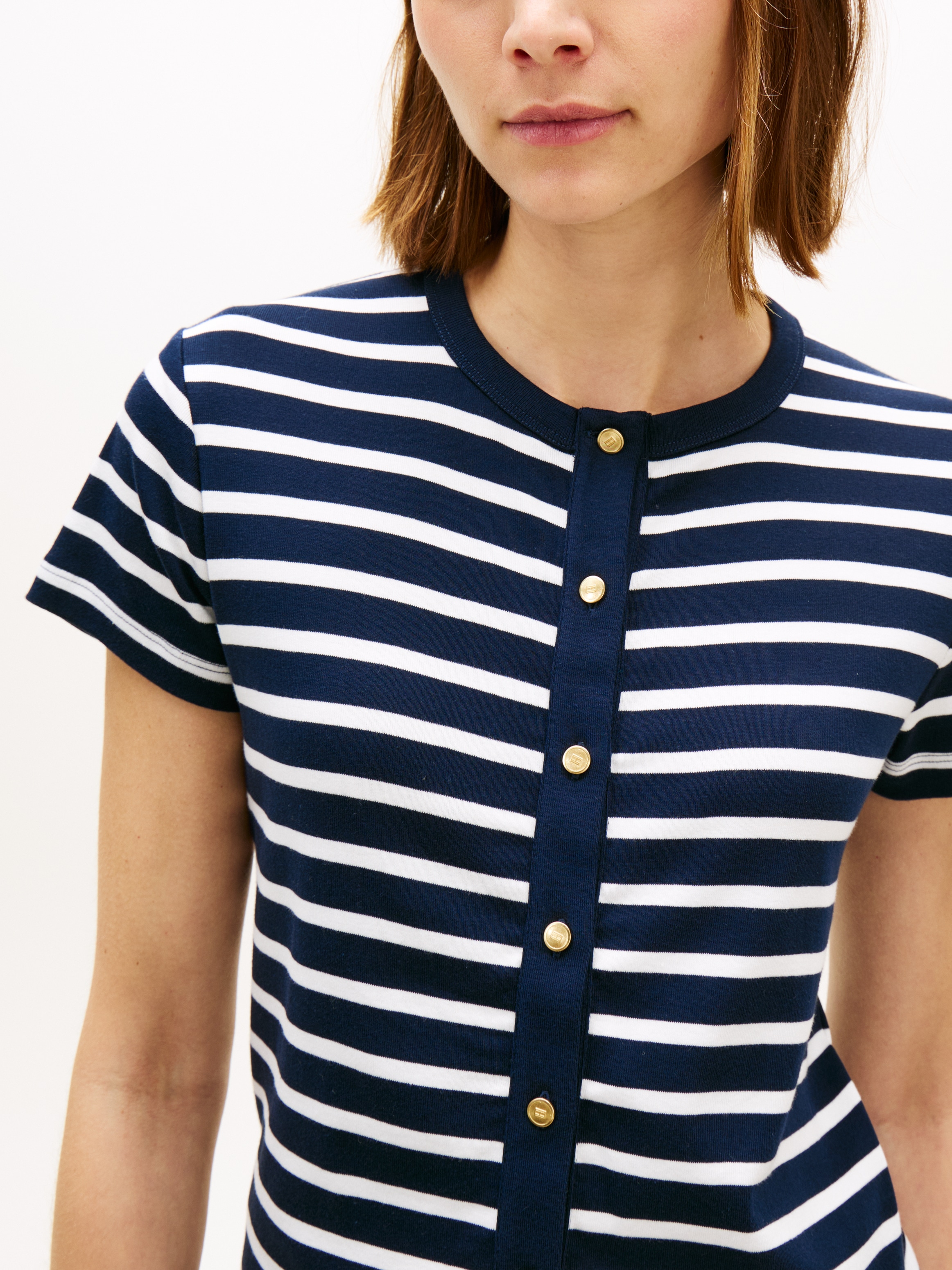 Tommy Hilfiger Kurzarmshirt »GOLD BUTTON SLIM SS TEE«