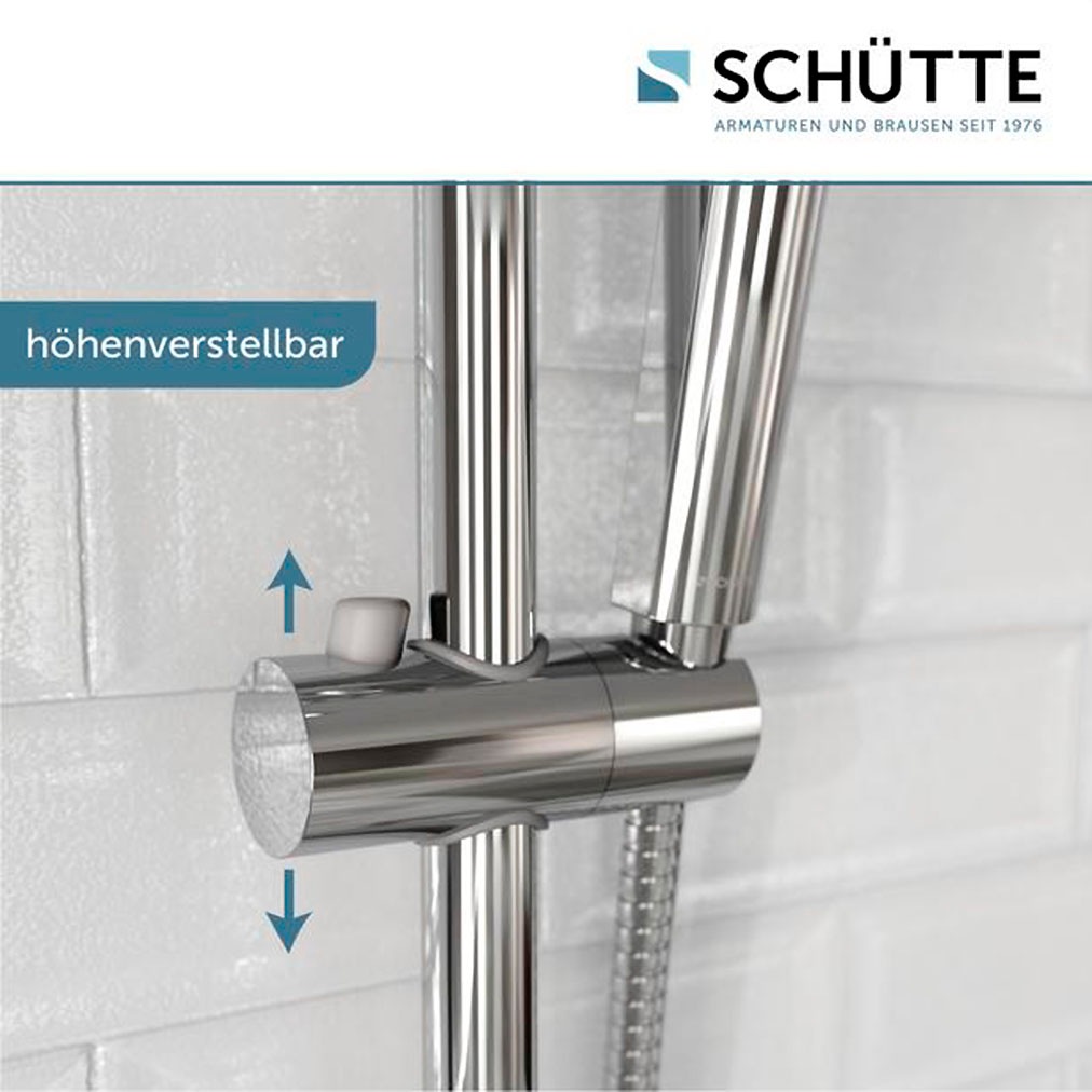 Schütte Stangenbrause-Set, (Komplett-Set), Duschset zum Kleben, ohne Bohren, Duschkopf mit Schlauch und Halterung