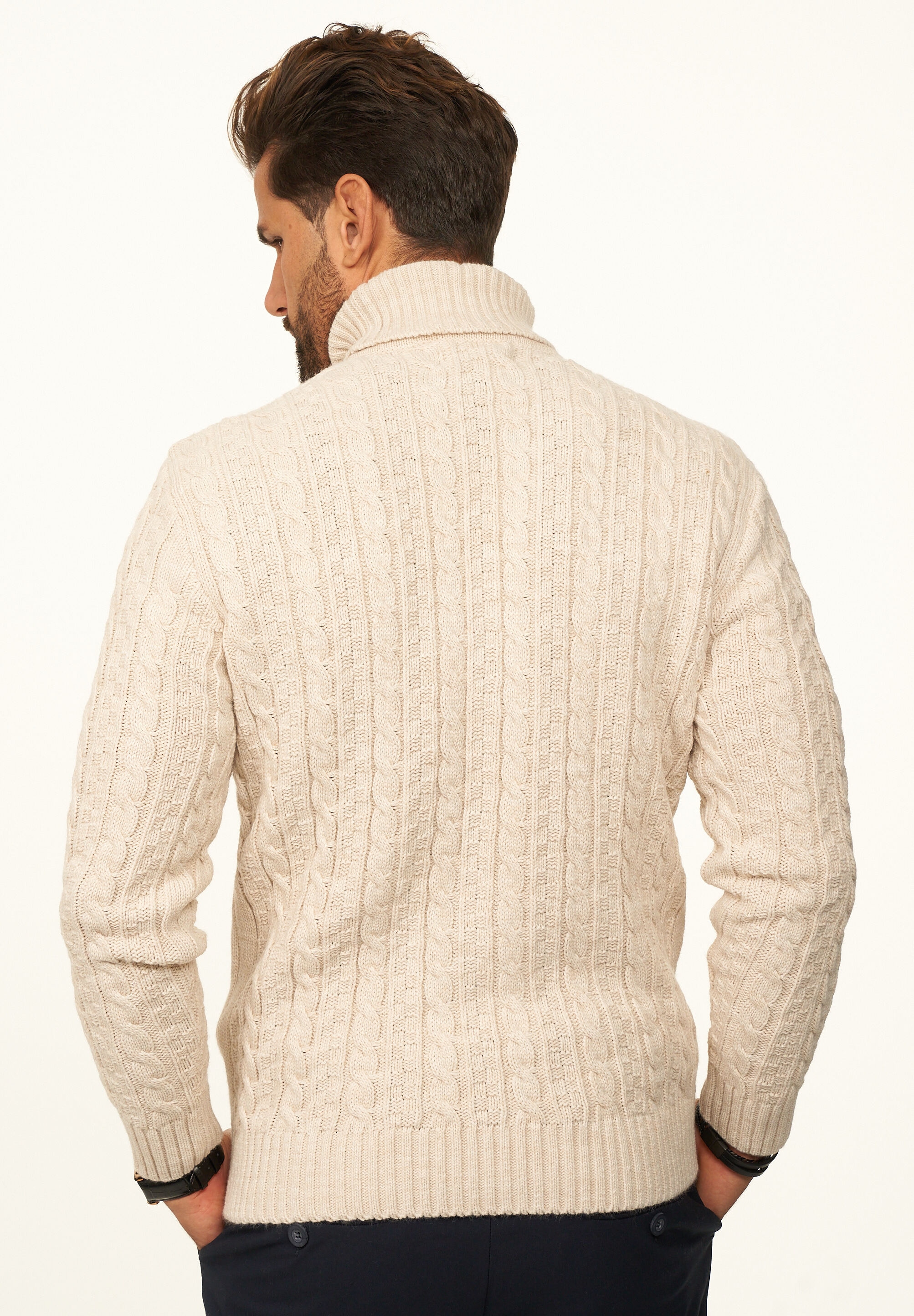 Daily Cotton Rollkragenpullover »als Grobstrick Pulli mit Zopfmuster für Herren« Strickpullover für Männer - Winterpullover im Regular-Fit