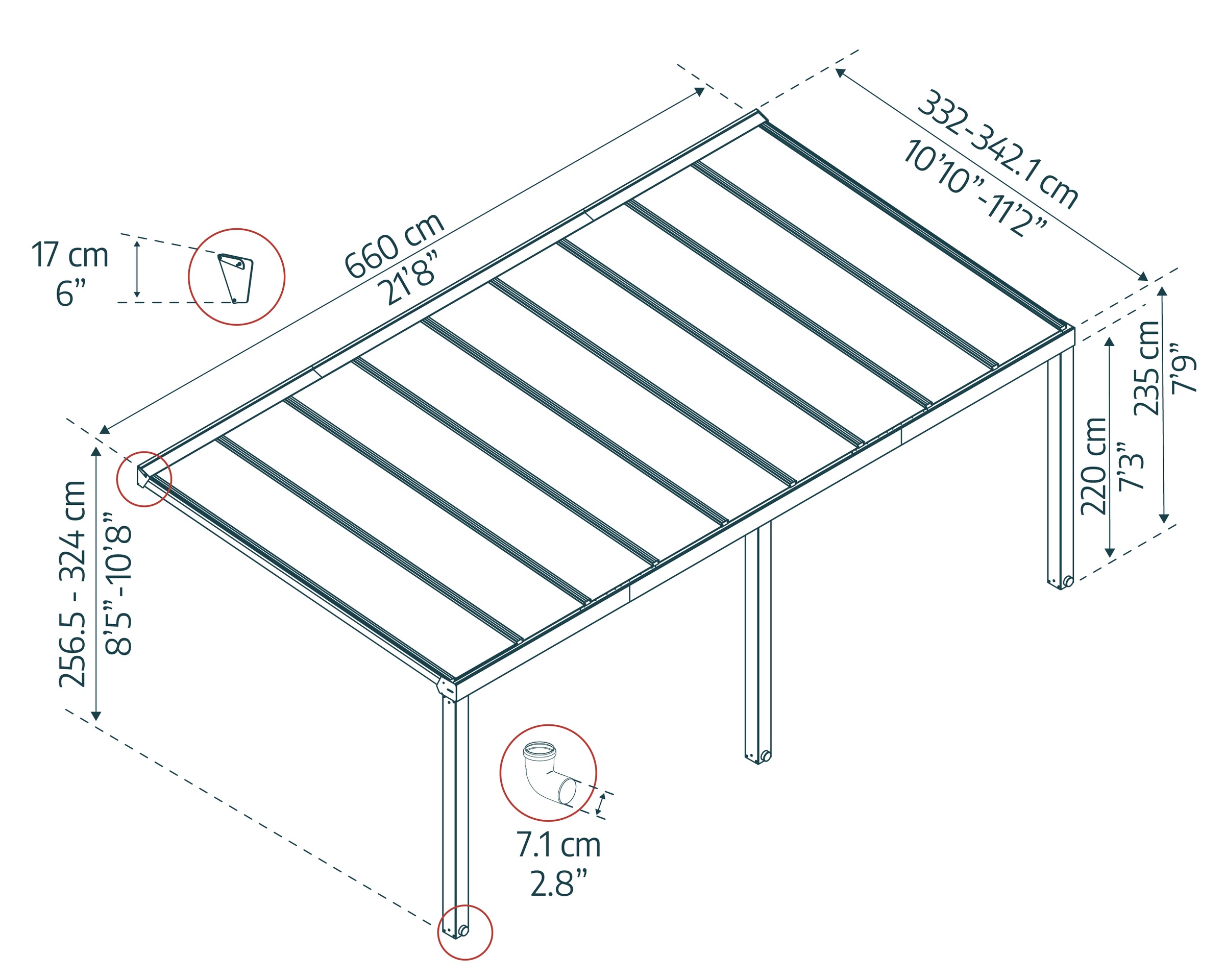 Palram - Canopia Terrassendach »Stockholm Alu Terrassenüberdachung«, einfache DIY Montage