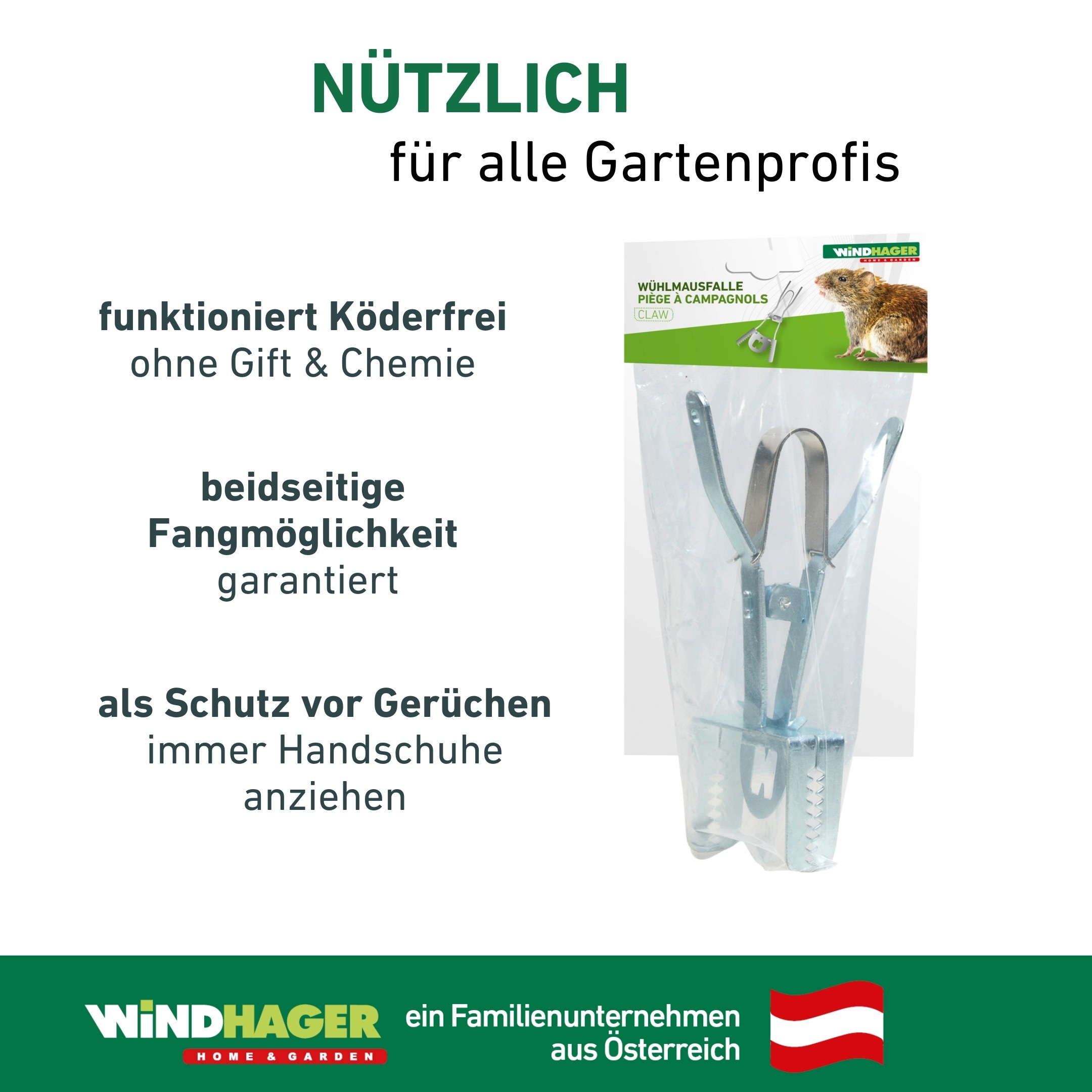 Windhager Lebendfalle »für Wühlmausgänge, Zangen-Wühlmausfalle« Schnappfalle wiederverwendbar, verzinkt, silber