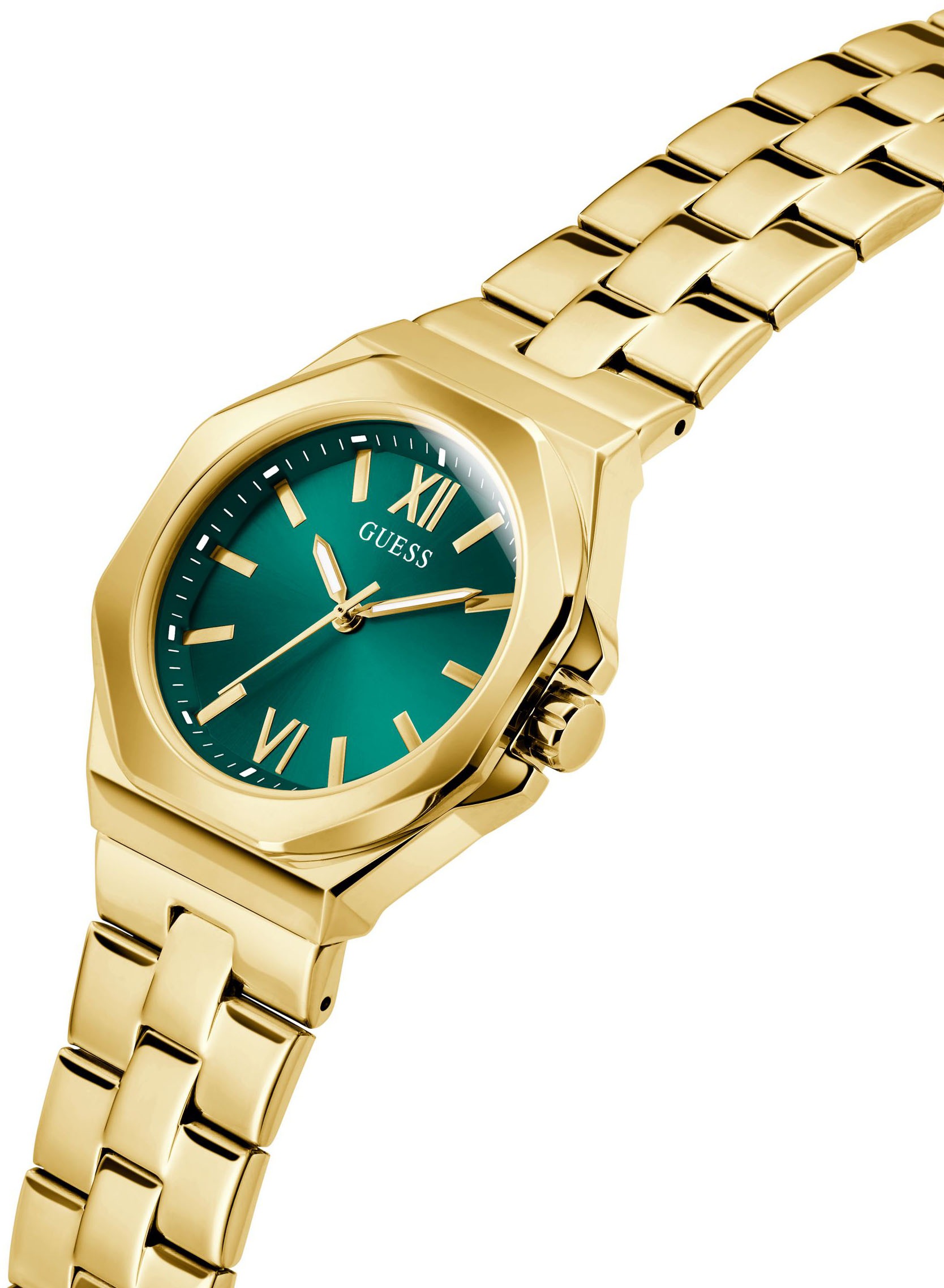 Guess Quarzuhr »EMPRESS«, Armbanduhr, Damenuhr, Edelstahlarmband