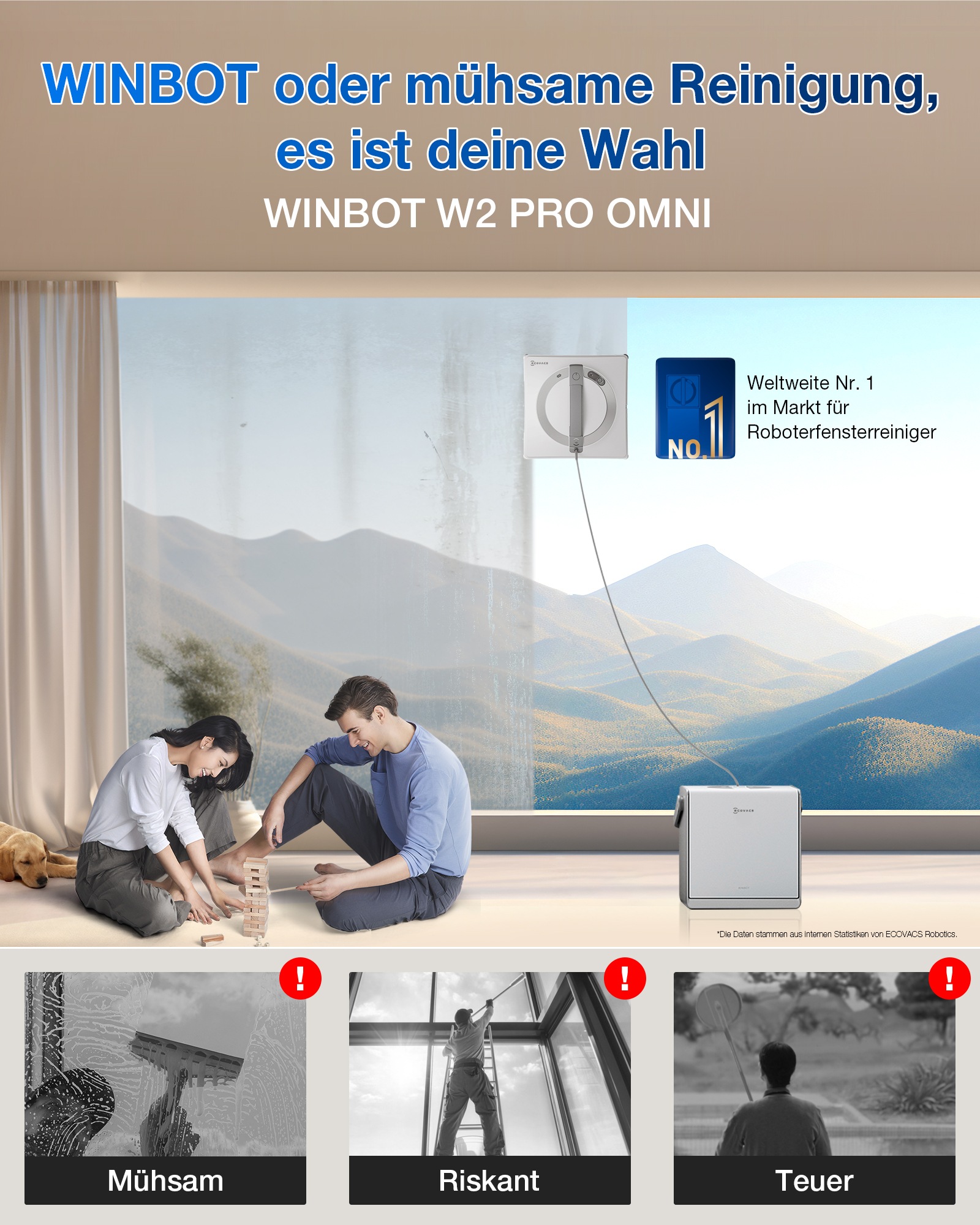 Ecovacs Robot Nettoyeur De Fenêtre Winbot W2 Pro Omni White / Grey One Size unisex 3