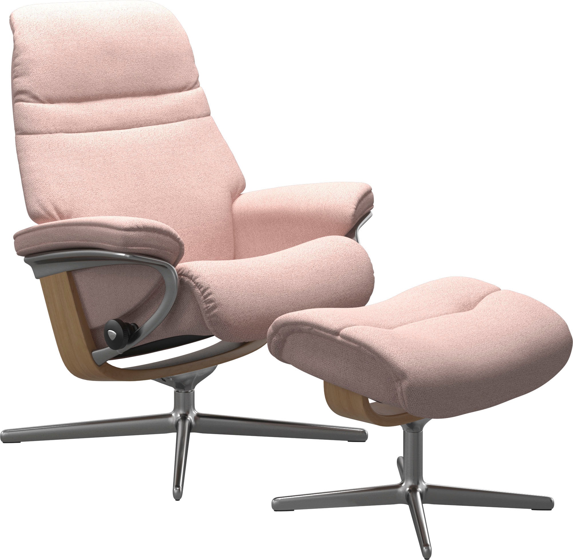 Stressless® Relaxsessel »Sunrise«, (Set, Relaxsessel mit Hocker), mit Hocker, mit Cross Base, Größe S, M & L, Holzakzent Eiche