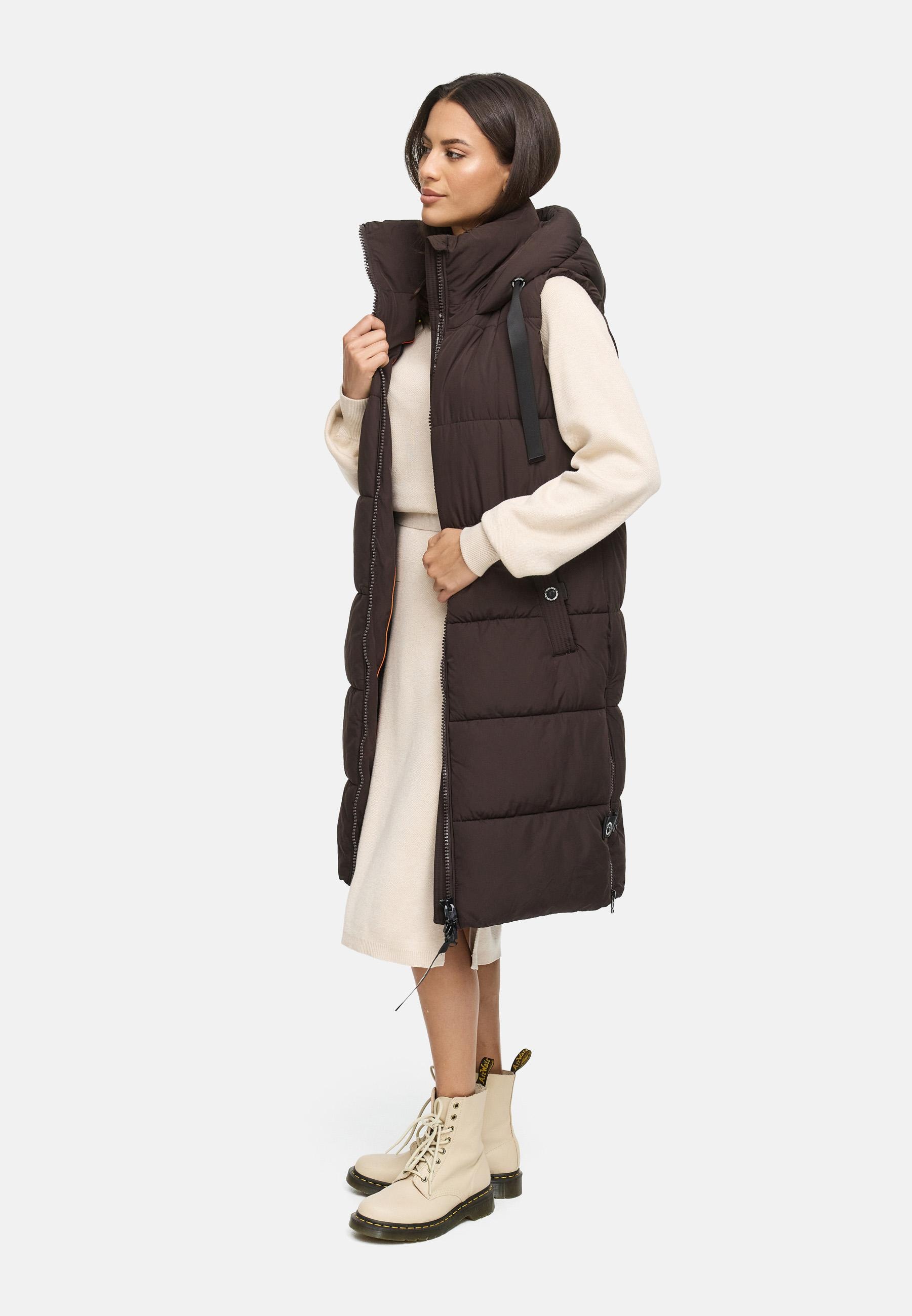 Navahoo Steppweste »Schnuffelchen«, (1 tlg.), warme Damen Outdoor-Weste lang mit Kapuze