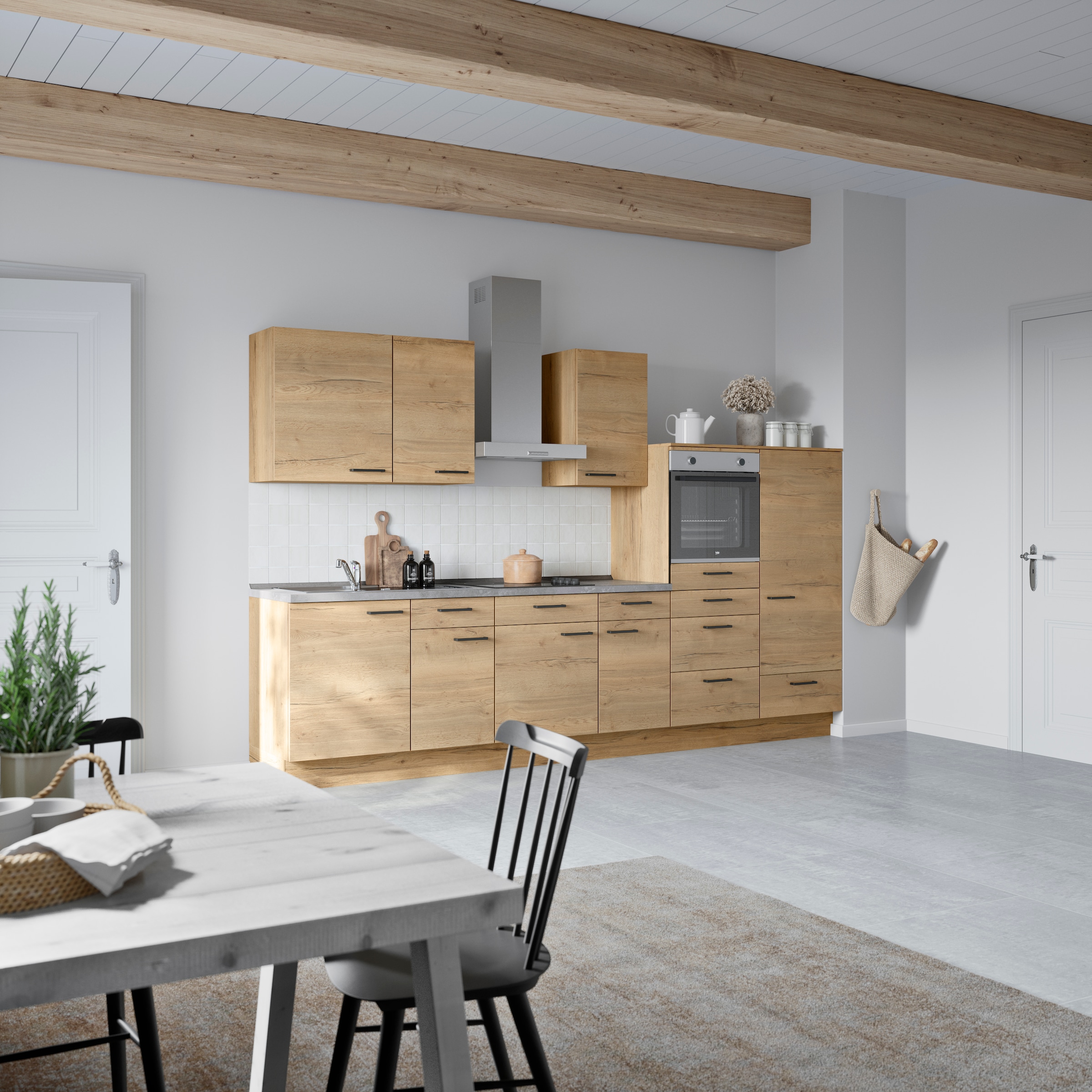 nobilia® Küchenzeile »"Structura I"«, vormontiert, Ausrichtung wählbar, Breite 330 cm, wahlw. mit E-Geräten
