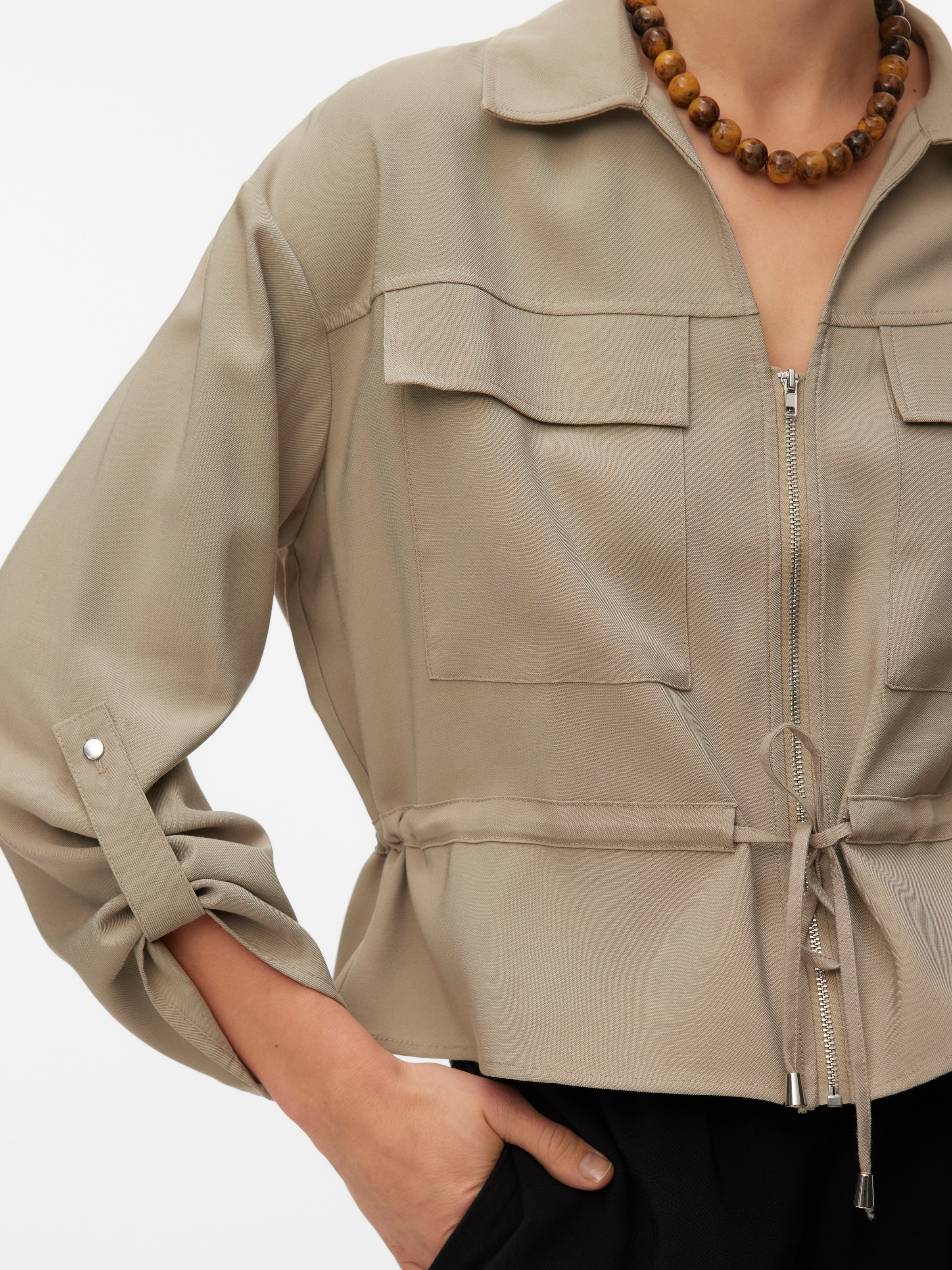 Vero Moda Langarmbluse »VMKATIE LS SHIRT WVN NOOS« Materialmix