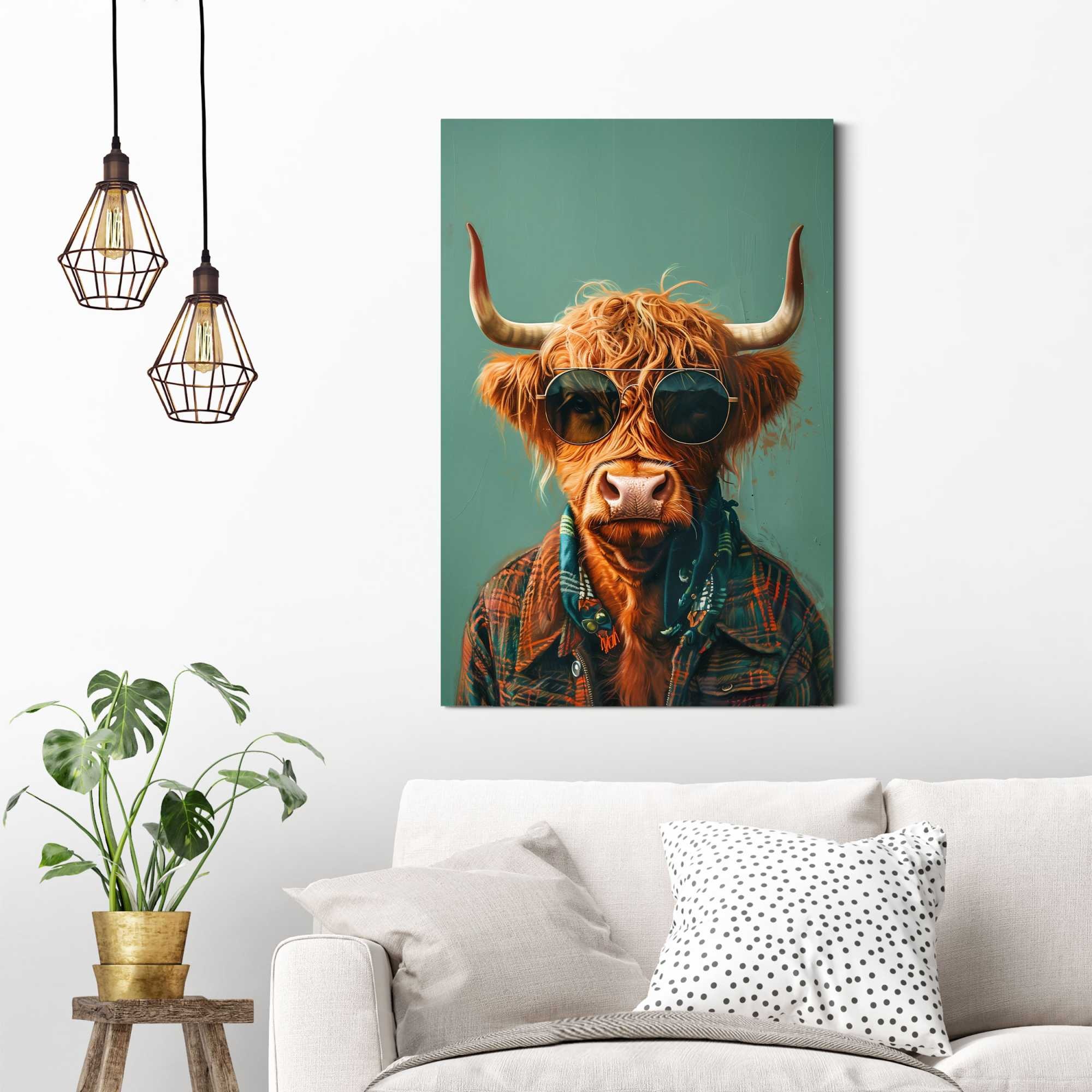 Reinders! Deco-Panel »Gekleidete Kuh«, Wohnzimmer - Mehrfarbig - MDF - Tiere - 60x90 cm