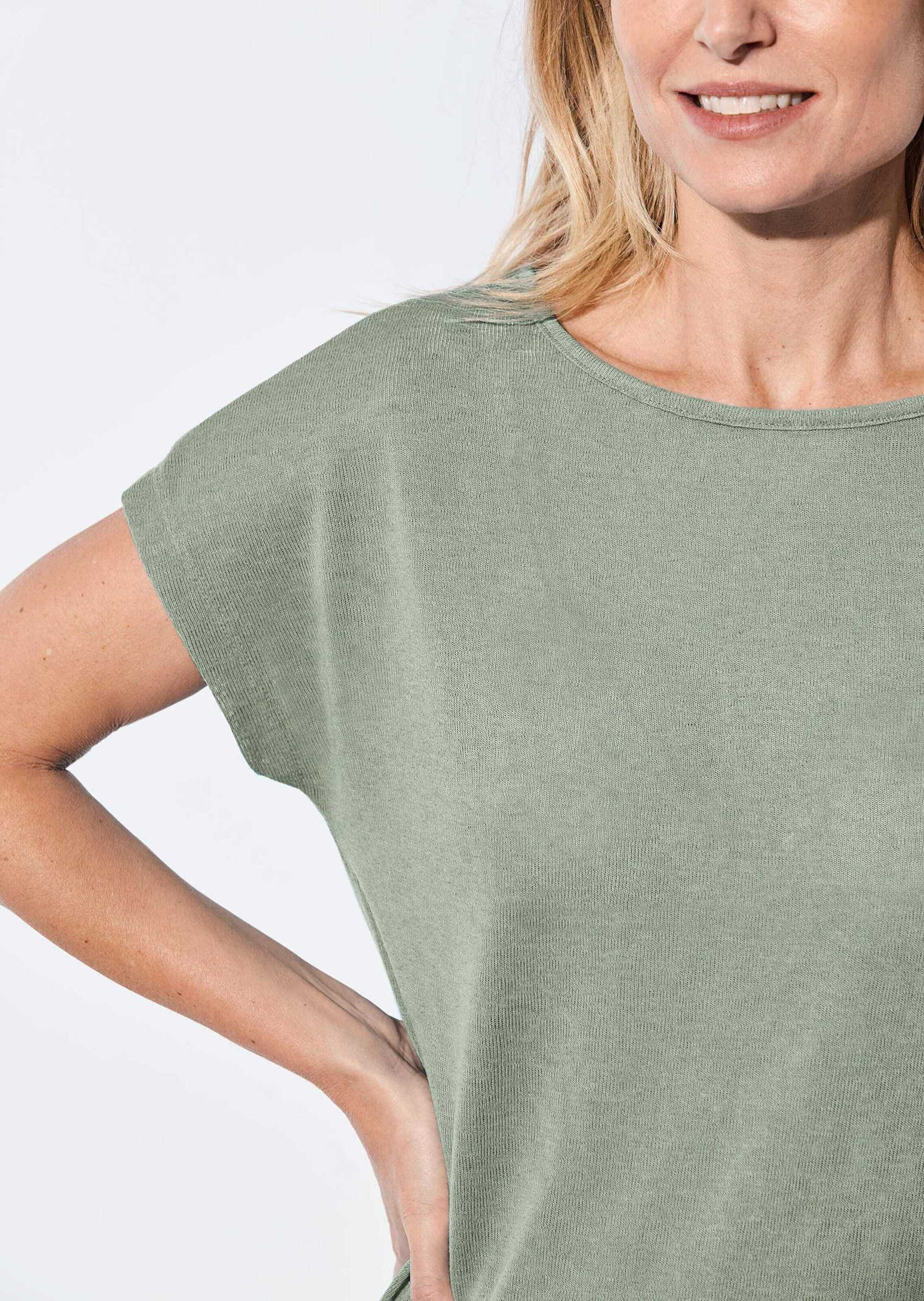 GOLDNER Kurzarmshirt »Shirt Shirt in Leinenoptik«