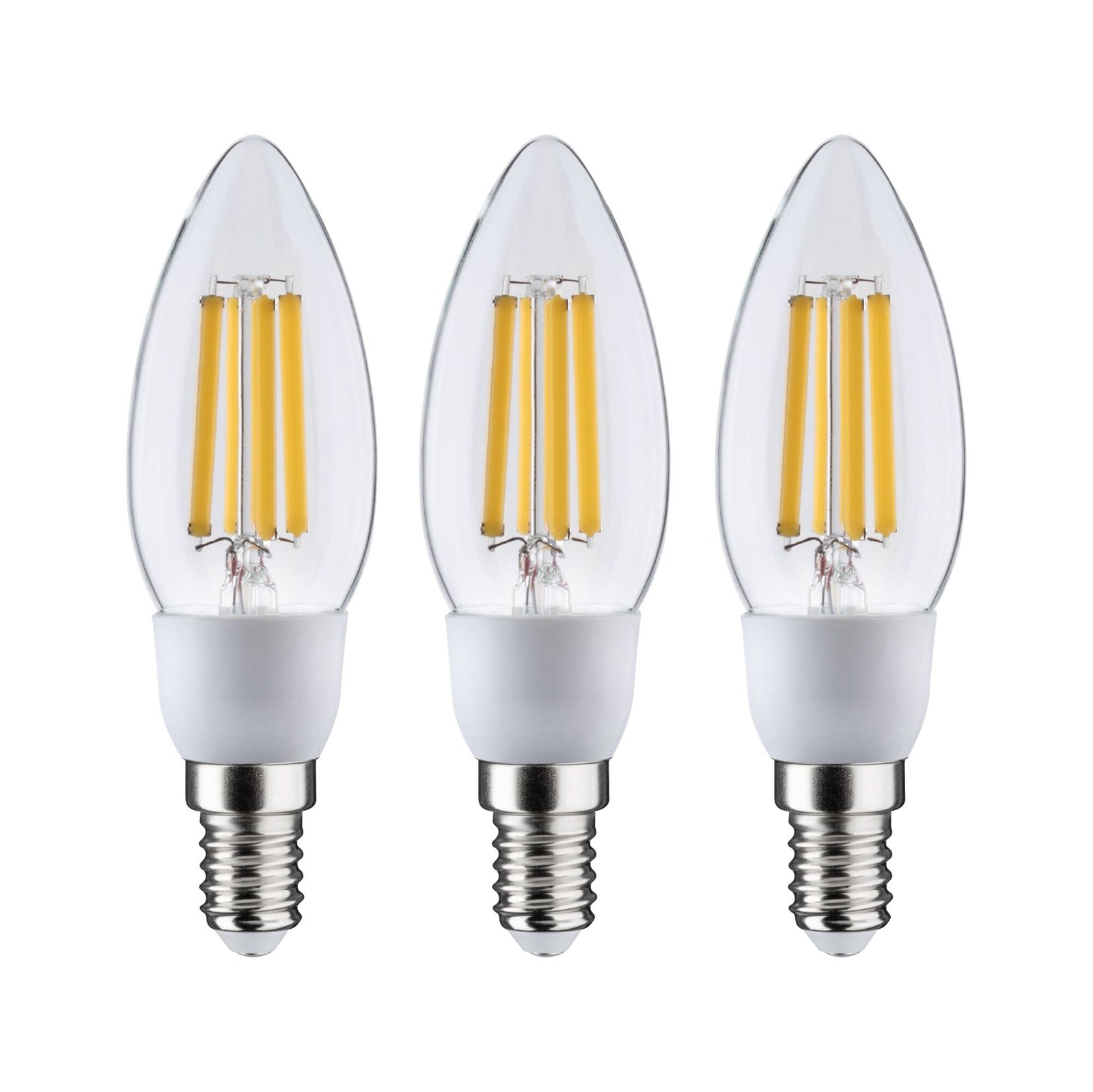 Paulmann LED-Leuchtmittel »Eco-Line 3er Pack Kerze 525lm 2,5W 3000K klar 230V«, Warmweiß