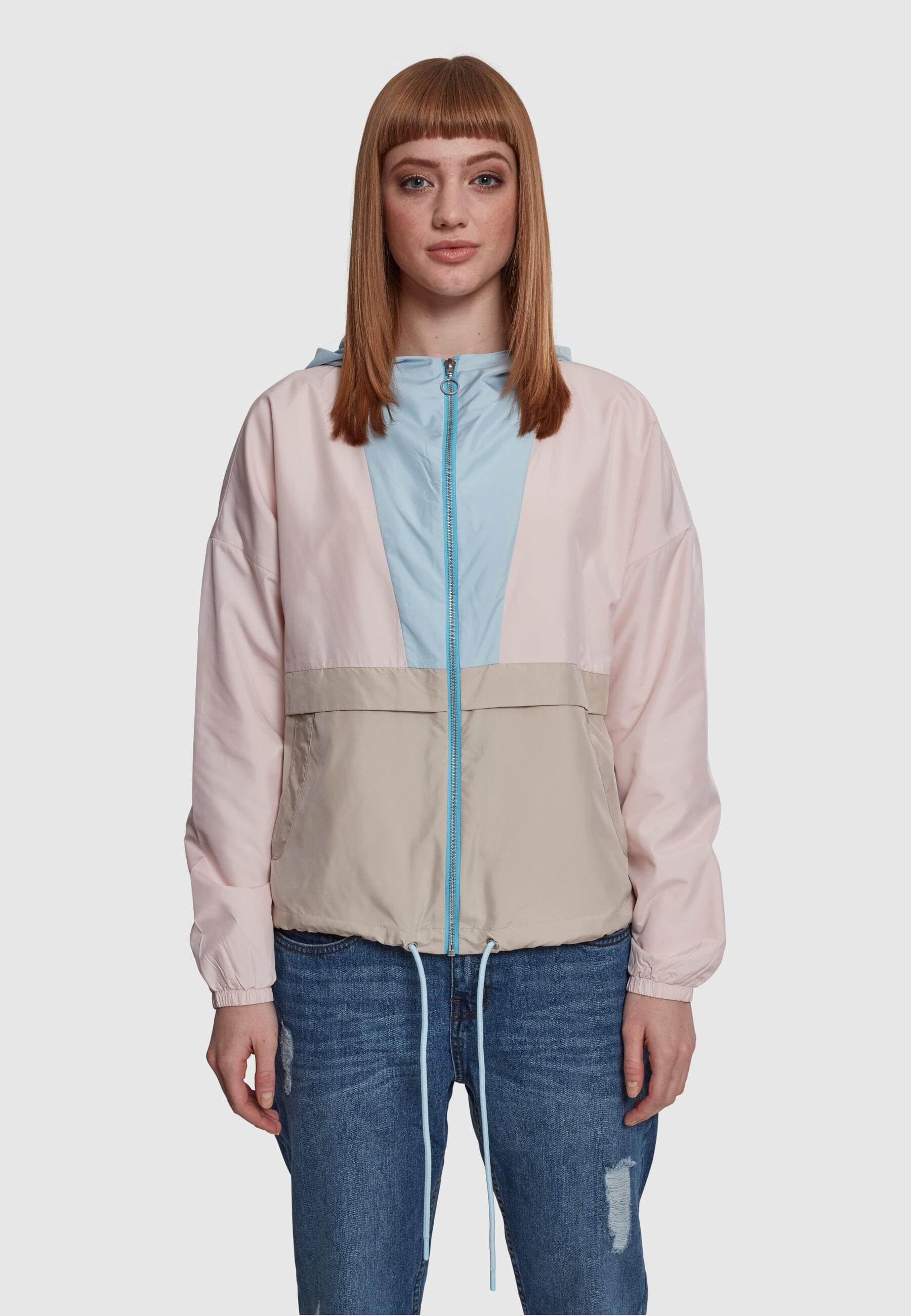 URBAN CLASSICS Anorak »Urban Classics Damen Ladies 3-Tone Oversize Windbreaker«, (1 St.), mit Kapuze