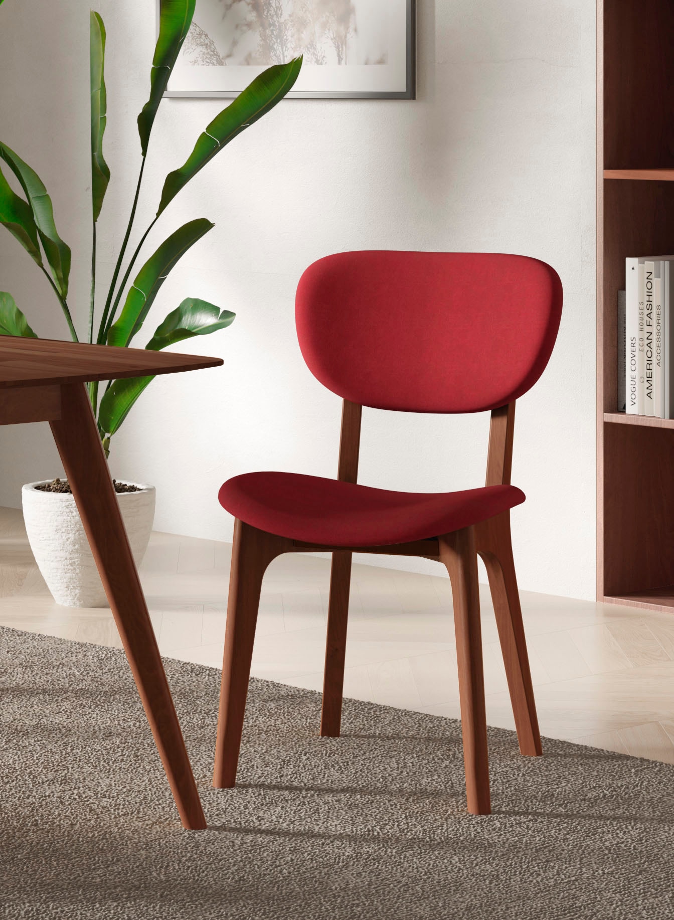 Home affaire "COZY Made in Italy" (Set) 2 Stk.Gestell in Buche, Kirsch- oder Nussbaum, Massivholz, Design Stuhl