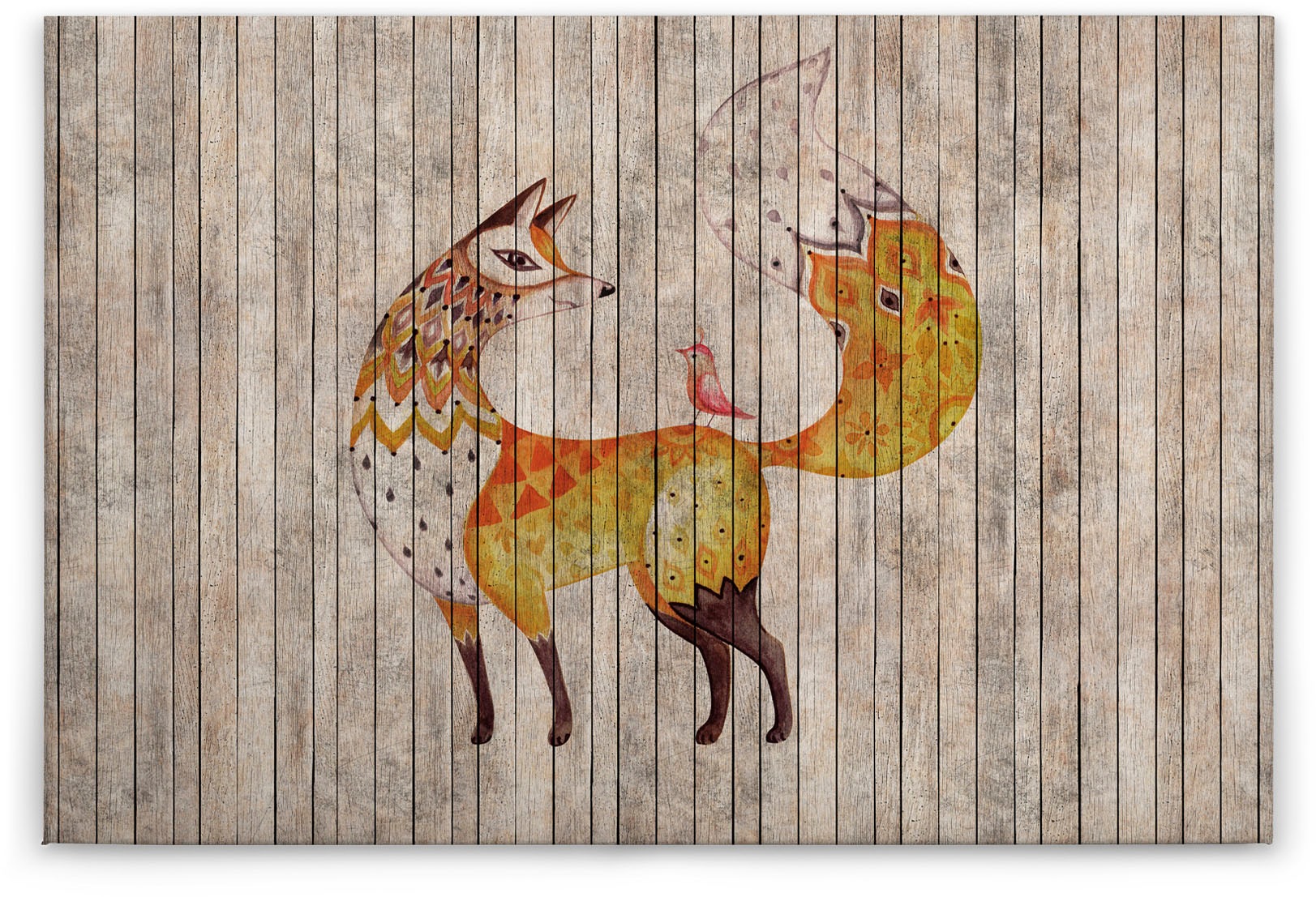 A.S. Création Leinwandbild »fairy tale«, Kunst-Tiere-Kinder, (1 St.), Keilrahmen Bild Holzoptik Tiere Leinwand-Bild Wohnzimmer modern Kinder