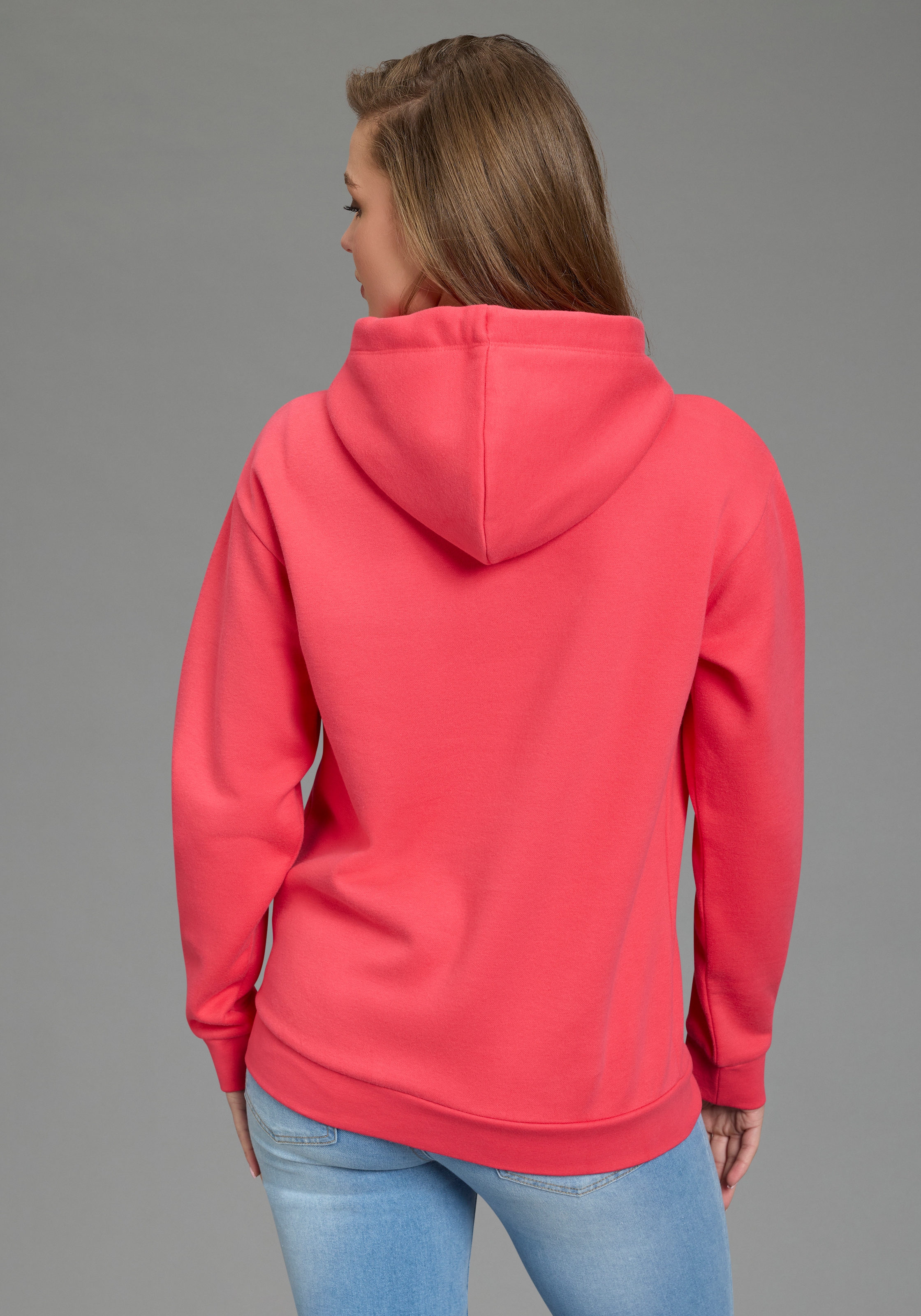 DELMAO Kapuzensweatshirt , Weiche Baumwollmischung mit Kängurutasche und bedruckter Kordel
