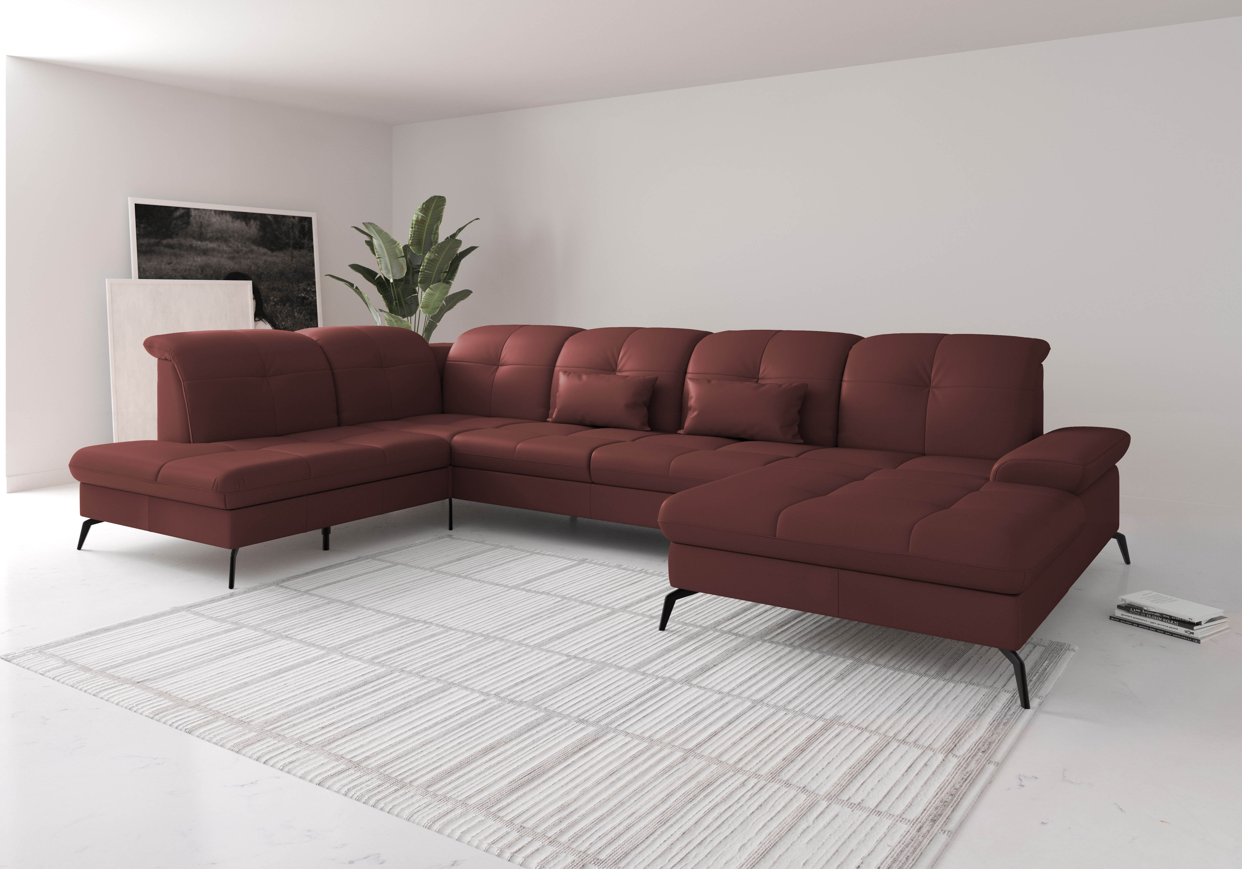 sit&more Wohnlandschaft "Amica, U-Form, inkl. Sitztiefenverstellung und Armteilverstellung" wahlweise mit Kopfteilverstellung, Schlaffunktion und Bettkasten