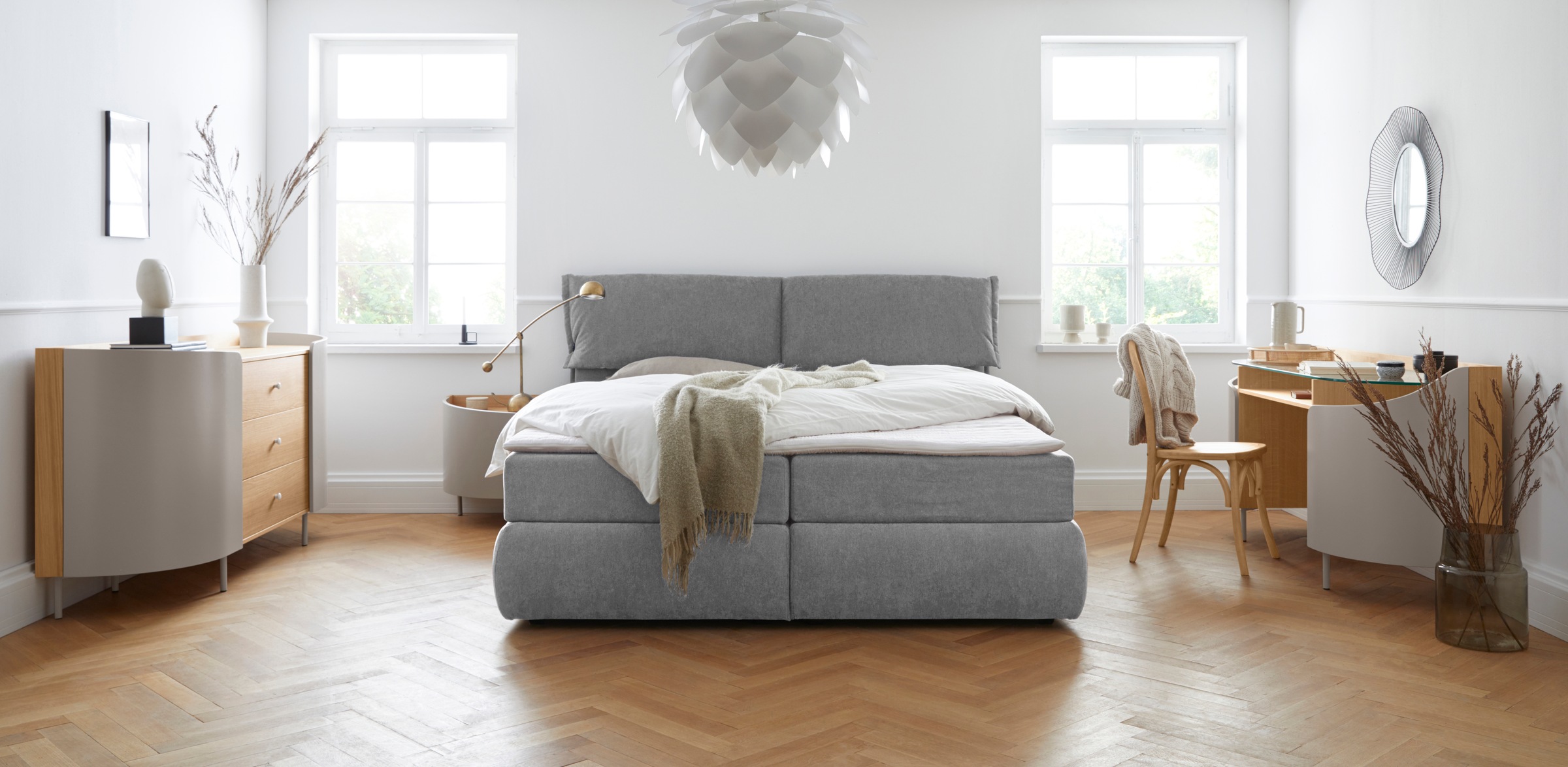 andas Boxspringbett »Jenson«, in 4 Farben, 4 Breiten, 3 Matratzenarten in 2 Härtegraden, Topper