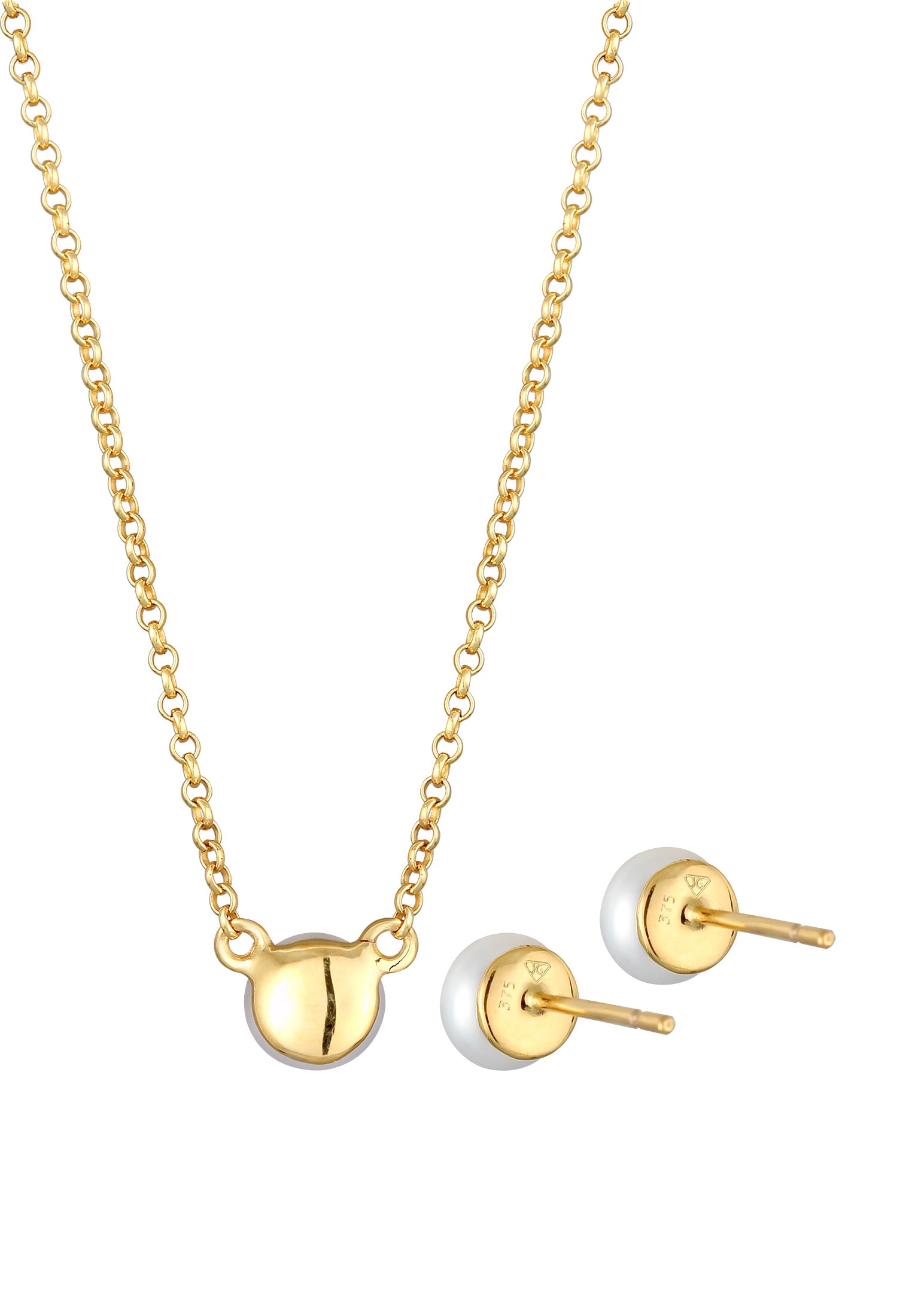 Elli Premium Schmuckset »Süßwasserzuchtperlen 375 Gelbgold«