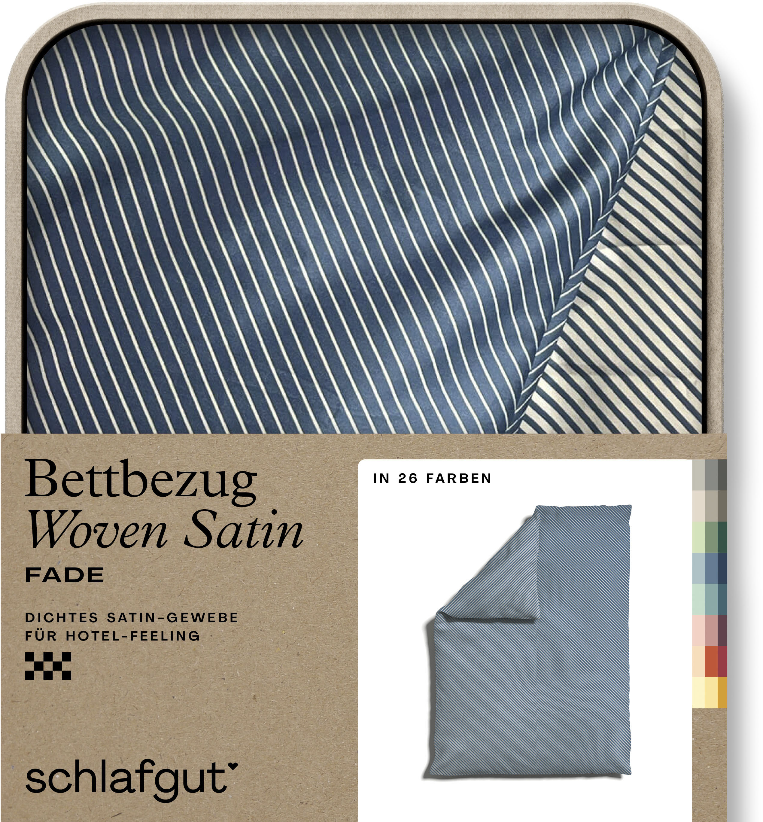 Schlafgut Bettbezug "Premium Bettbezug Woven Fade Satin (1 St)" Ton-in-Ton Reißverschluss, Fadendichte von 300tc, Streifen, OEKO Tex