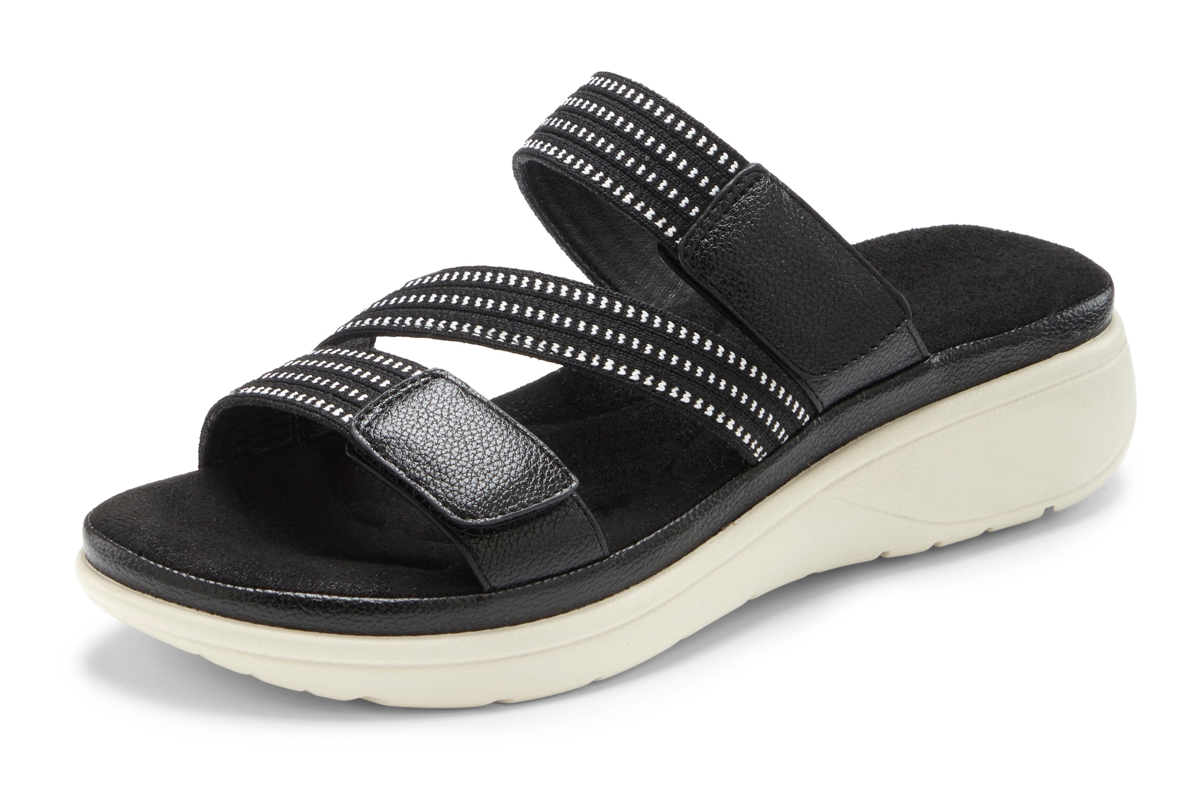 Vivance Pantolette »Sandale, offener Schuh, Sandalette, Sommerschuh,«  NEU mit dezentem Keilabsatz und Klettverschlüssen