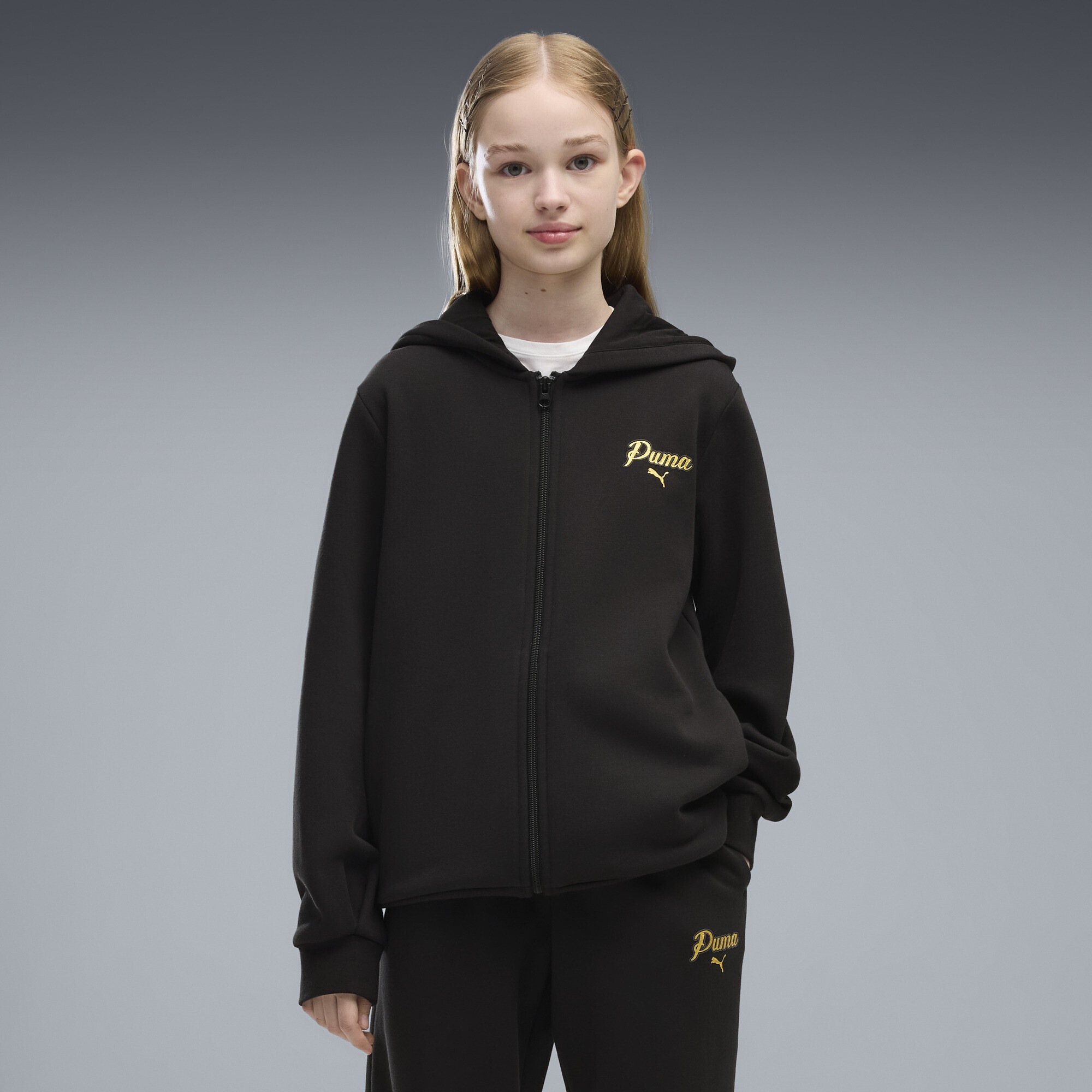 PUMA Jogginganzug »Essentials Script Glitter Trainingsanzug Mädchen«