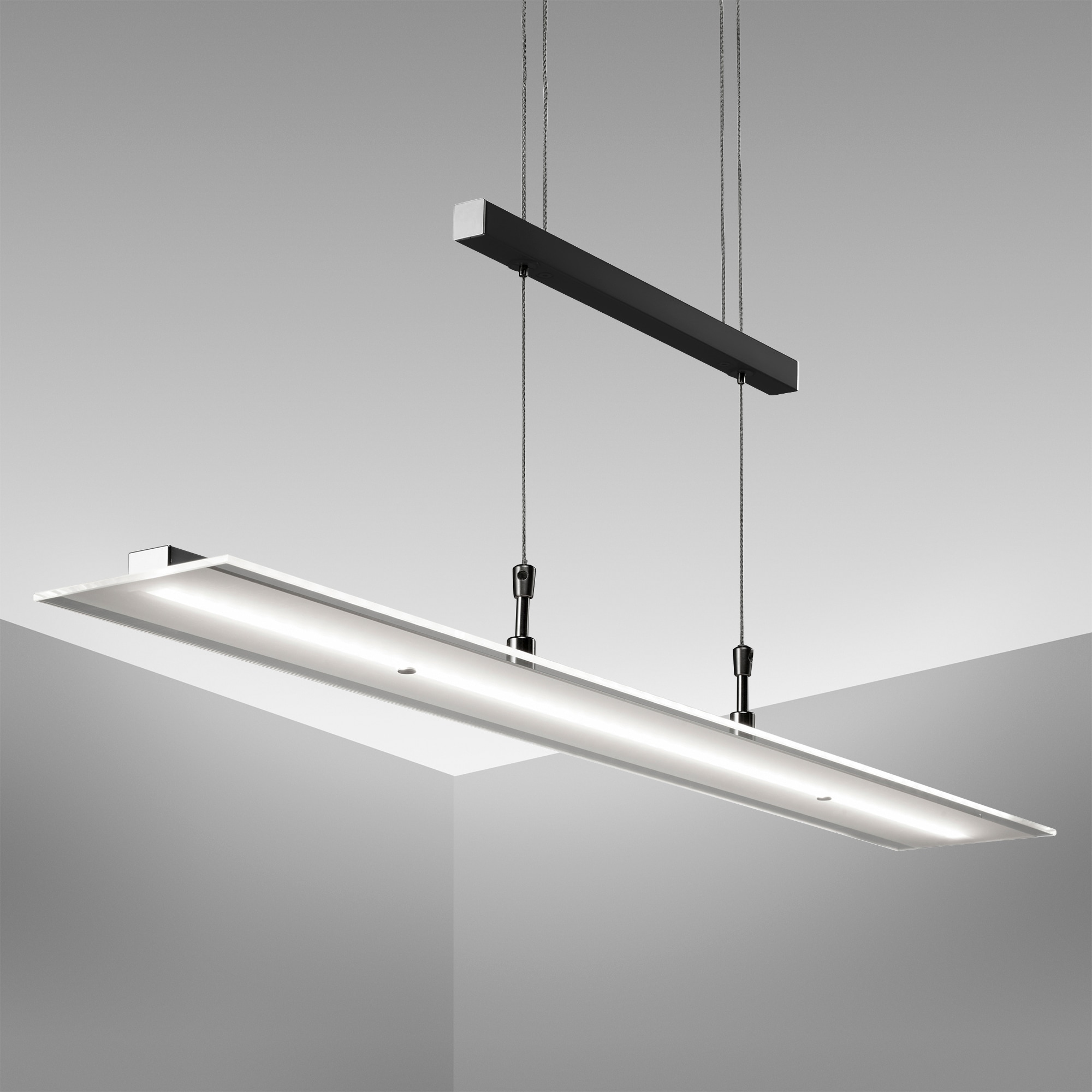 B.K.Licht Pendelleuchte, 1 x 1.600lm, höhenverstellbar, | 3.000K, LED-Platine 20 BAUR Echtglasscheibe Watt, dimmbar