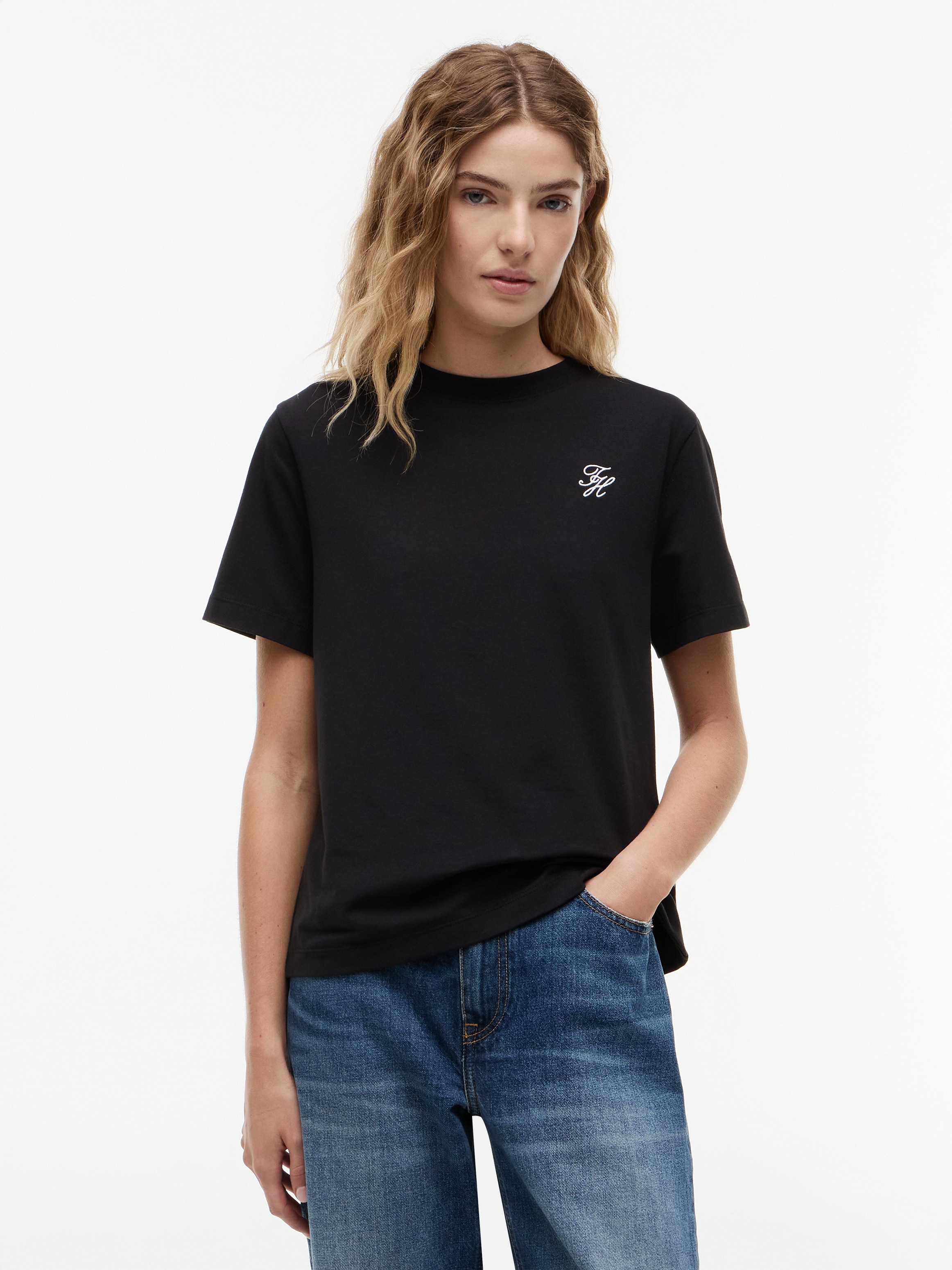Tommy Hilfiger "TH SCRIPT REG C-NK SS TEE" Baumwollmischung, regular fit