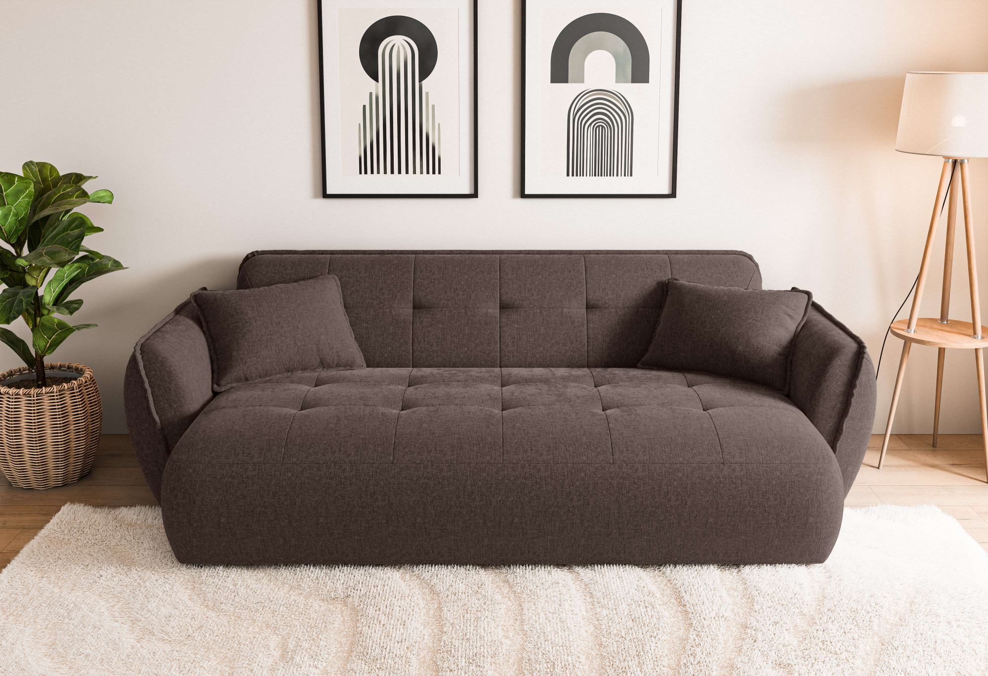 Home affaire Big-Sofa "MIRELDA Design-Sofa mit Steppungen, hoher Sitzkomfort, Breite 251 cm" Sitztiefe 82,5 cm, elegant und bequem, Zierkissen, belastbar bis 480kg