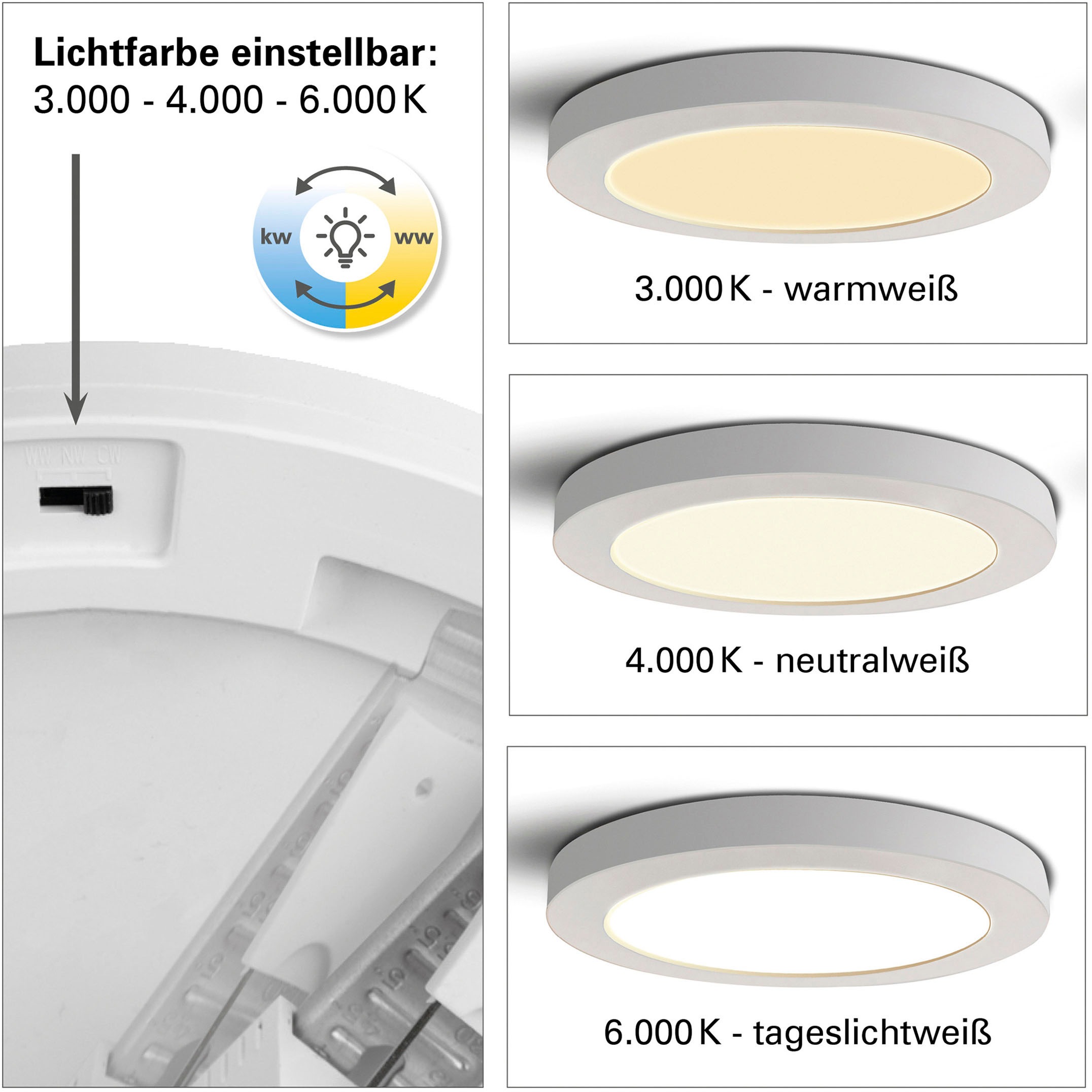 näve LED Deckenleuchte »Bonus«, 1 flammig, Leuchtmittel LED-Modul | LED fest integriert, 4 Lichtfarben, 2-in-1-Optik,Ring chrome magetisch abnehmbar