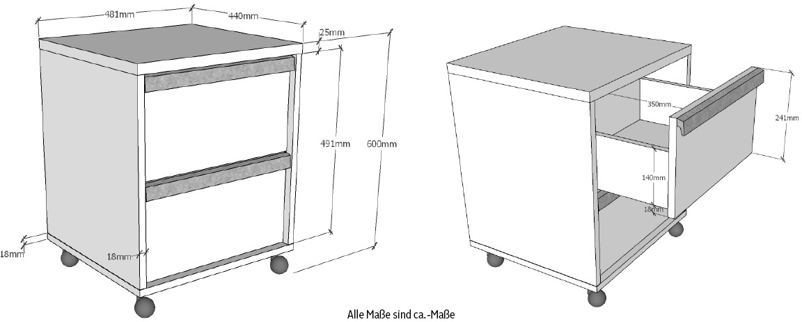 Vipack Rollcontainer »London«, (Made in Europe), mit Melamin-Oberfläche