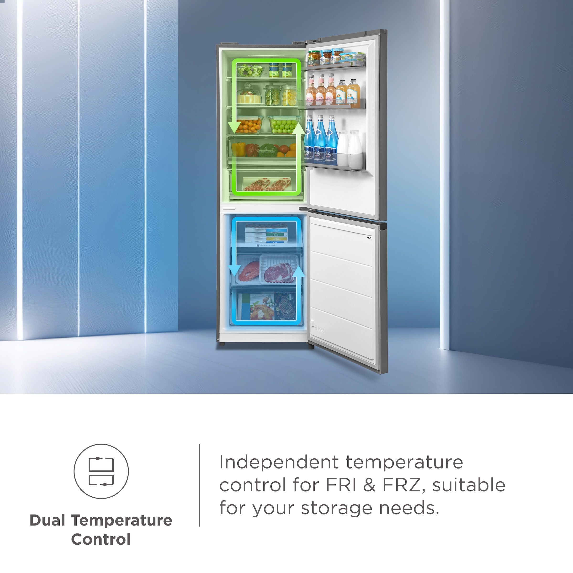 Hanseatic Kühl-/Gefrierkombination »HKGKB18560ANFI« 185 cm hoch 59,5 cm breit