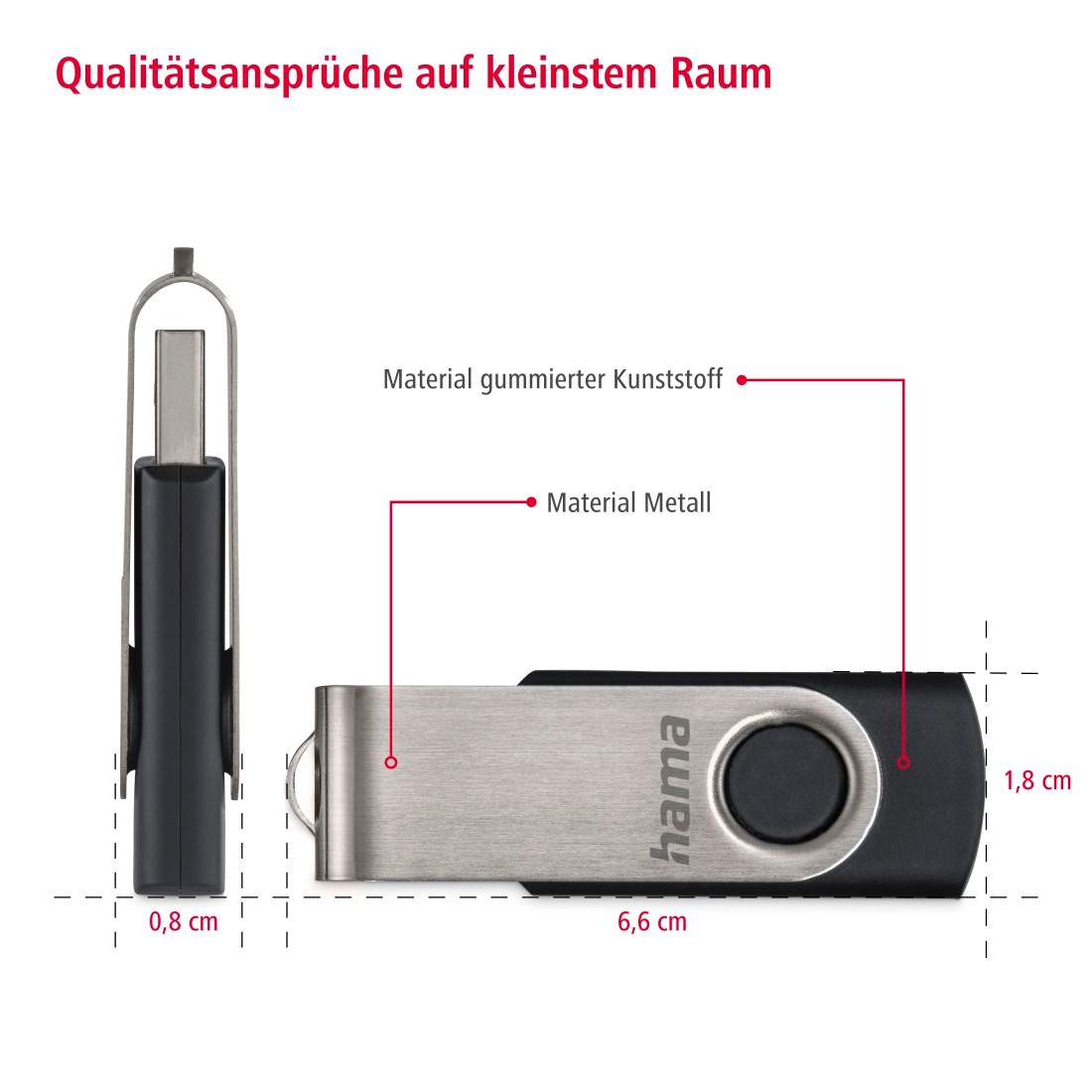 Hama USB-Stick »Rotate, USB 2.0, Schwarz/Silber«, (USB 2.0)