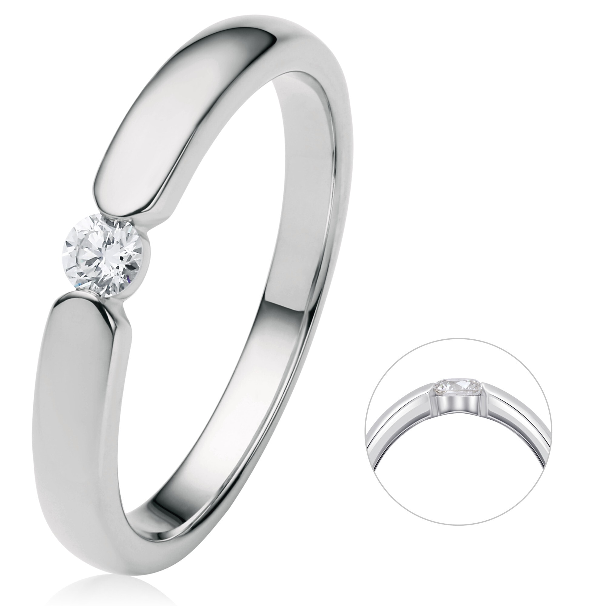 ONE ELEMENT Diamond Ring 0.13 ct White Gold Size 52