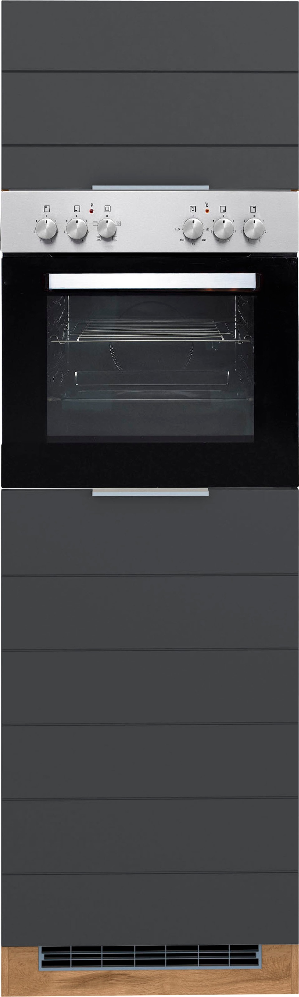 KOCHSTATION Backofen/Kühlumbauschrank »KS-Luhe«, 60 cm breit, hochwertige MDF-Fronten mit waagerechter Lisene