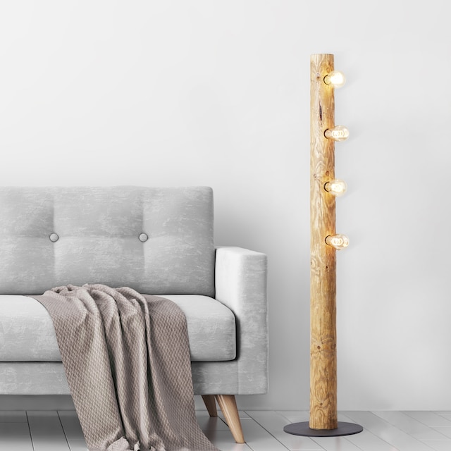 Brilliant Stehlampe »Odun«, 4 flammig-flammig, 141 cm Höhe, Ø 30 cm, 4 x E27,  Holz/Metall, kiefer gebeizt | BAUR