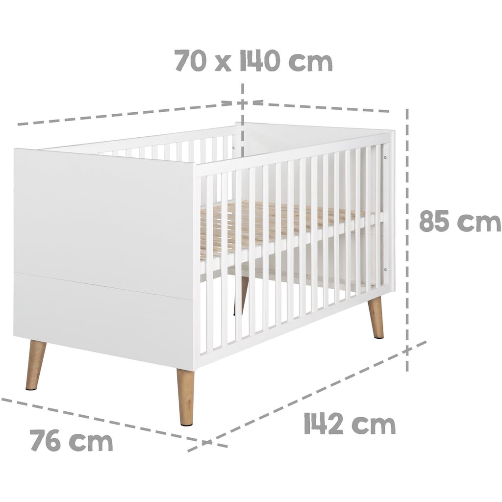 roba® Babyzimmer-Komplettset »Mick«, (Set, 3 St., Kinderbett, Schrank, Wickelkommode)